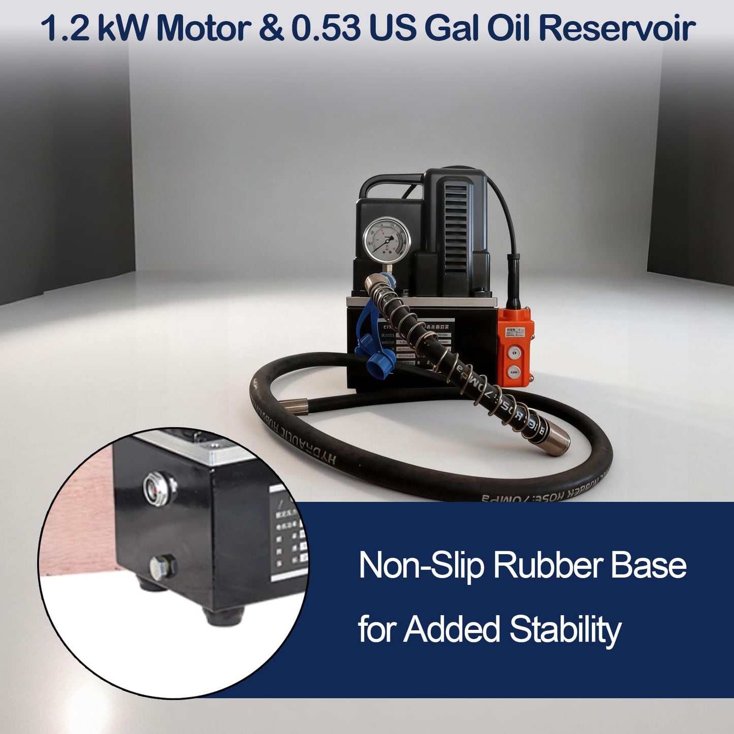 Electric Hydraulic Pump 10152 PSI, 1200W, 110V, with 9.1 ft Oil Pipe 0.92 US Gal Capacity, Single Acting Solenoid Valve, Handheld Switch for Bending, Lifting, Pressing, Punching, Jack (Black)