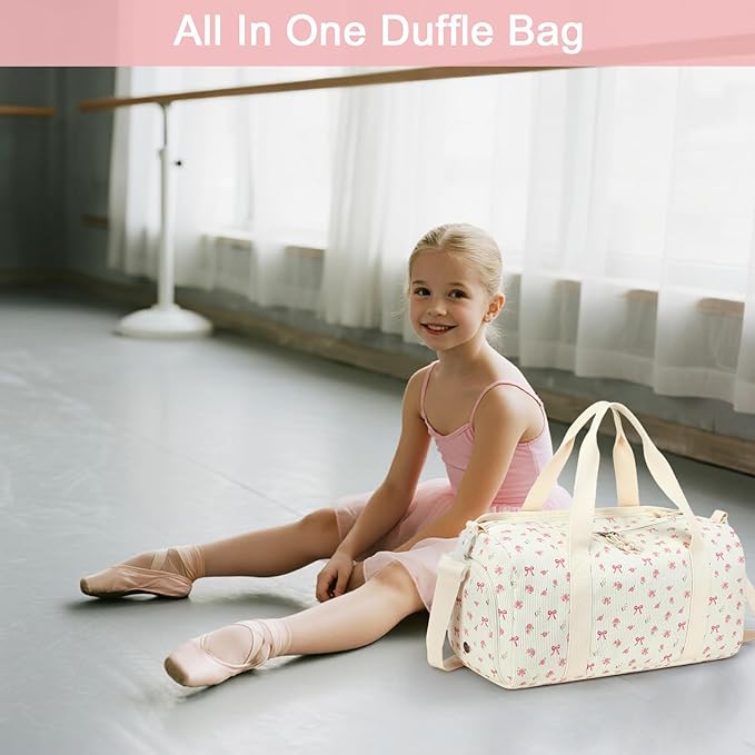 Duffle Bag for Gym Sports Women Girls Workout Travel Bag Weekender with Shoe Compartment and Wet Pocket