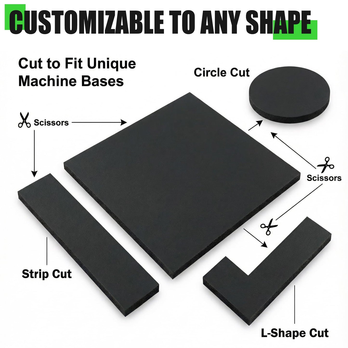 10-Pack Anti Vibration Pad, 6 x 6 x 1/8 inches, 2.7 pounds, Heavy Duty Rubber Anti-Vibration Isolation Pad for Air Compressor, HVAC, Air Conditioner Unit, Treadmill, Dryer and Washer