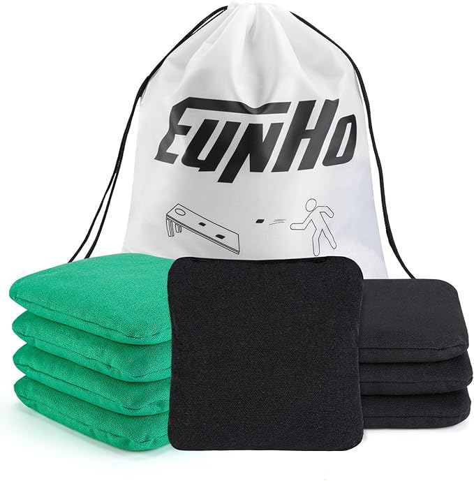 EunHo Cornhole Bags Set of 8 Regulation Size & Weight Corn Hole Bean Bags Official Professional All Weather for Tossing Game with Carry Case