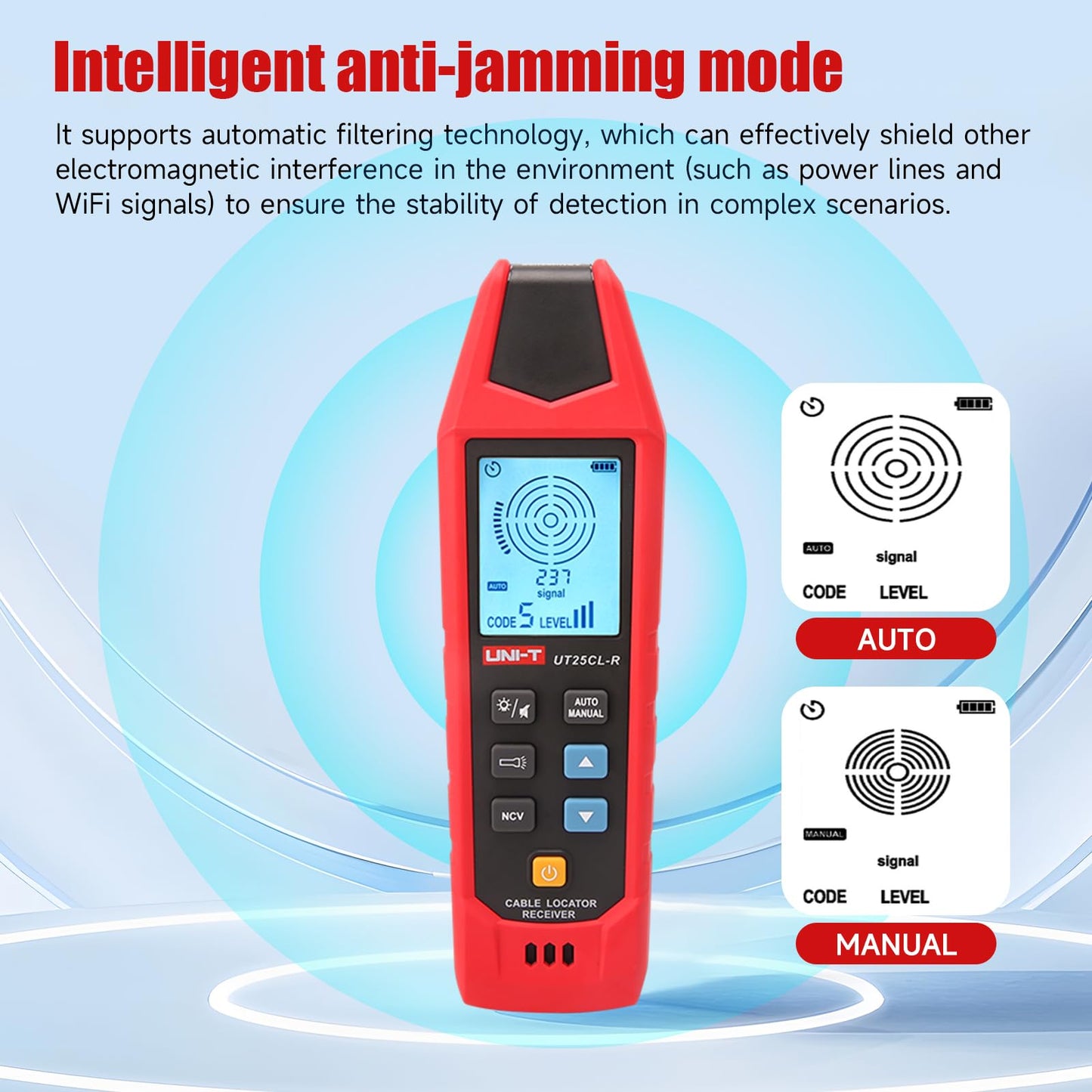 UNI-T Underground Cable Locator,UT25CLCircuit Breaker Finder,80 to1000V(NCV)line detector,8 Ft Max Detect Depth Cable Tester,For Cables Irrigation,House cable,underground pipeline short Circuit Finder