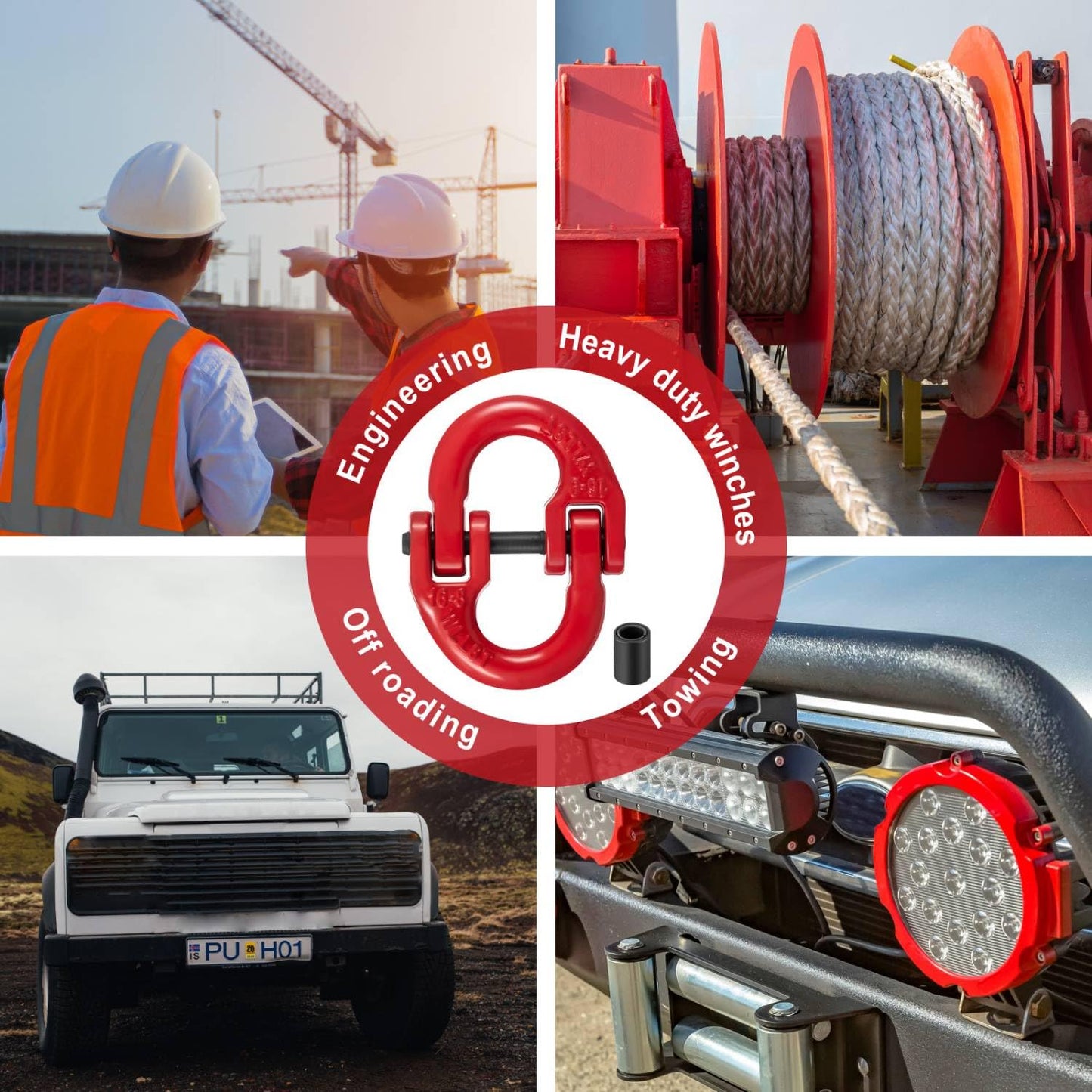 Otoolling 10 Pack 5/16” Alloy Steel Hammerlock Coupling Link Safety Chain Connector Link Red Painted Trailer Chain Adapter for Heavy Heavy Truck 4400 Lbs Working Load Limit