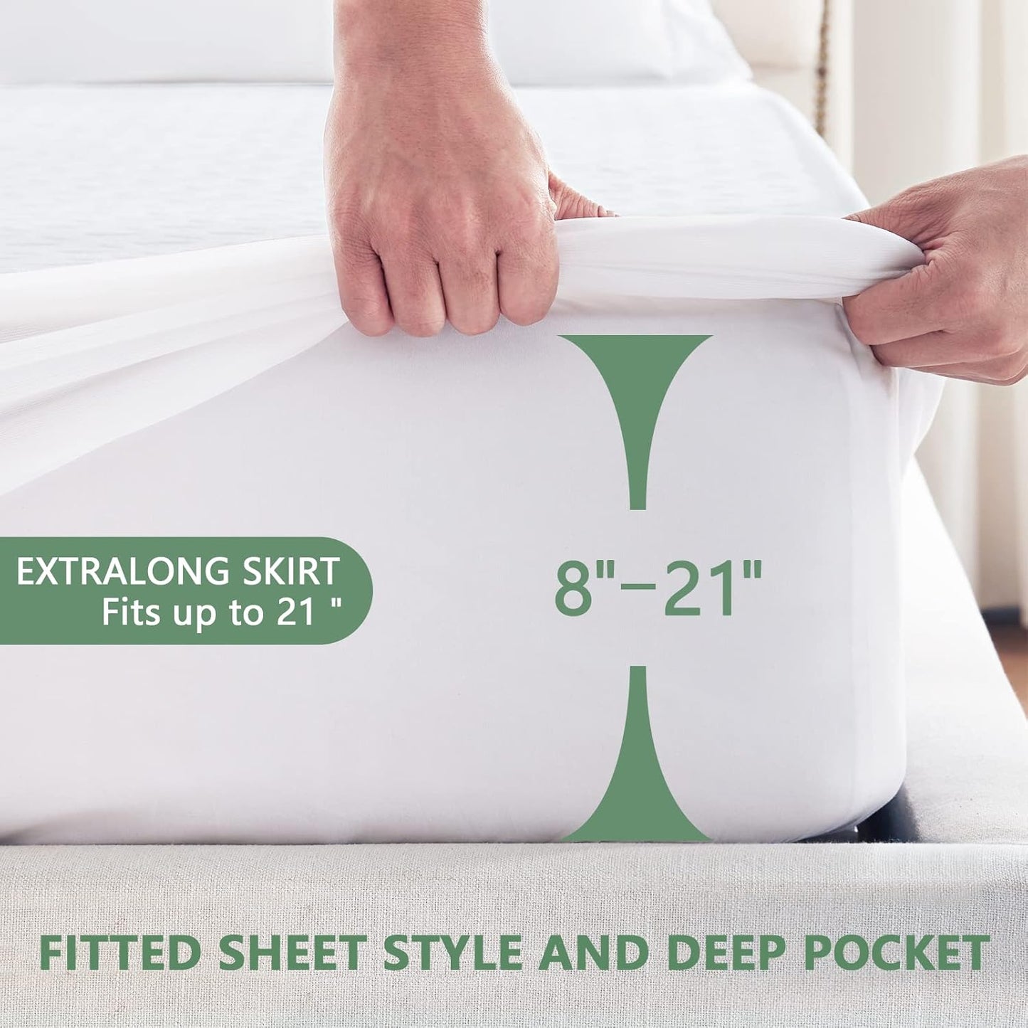 Premium Waterproof Mattress Protector - Queen Size Breathable Cooling Bed Cover | Soft, Noiseless & Washable