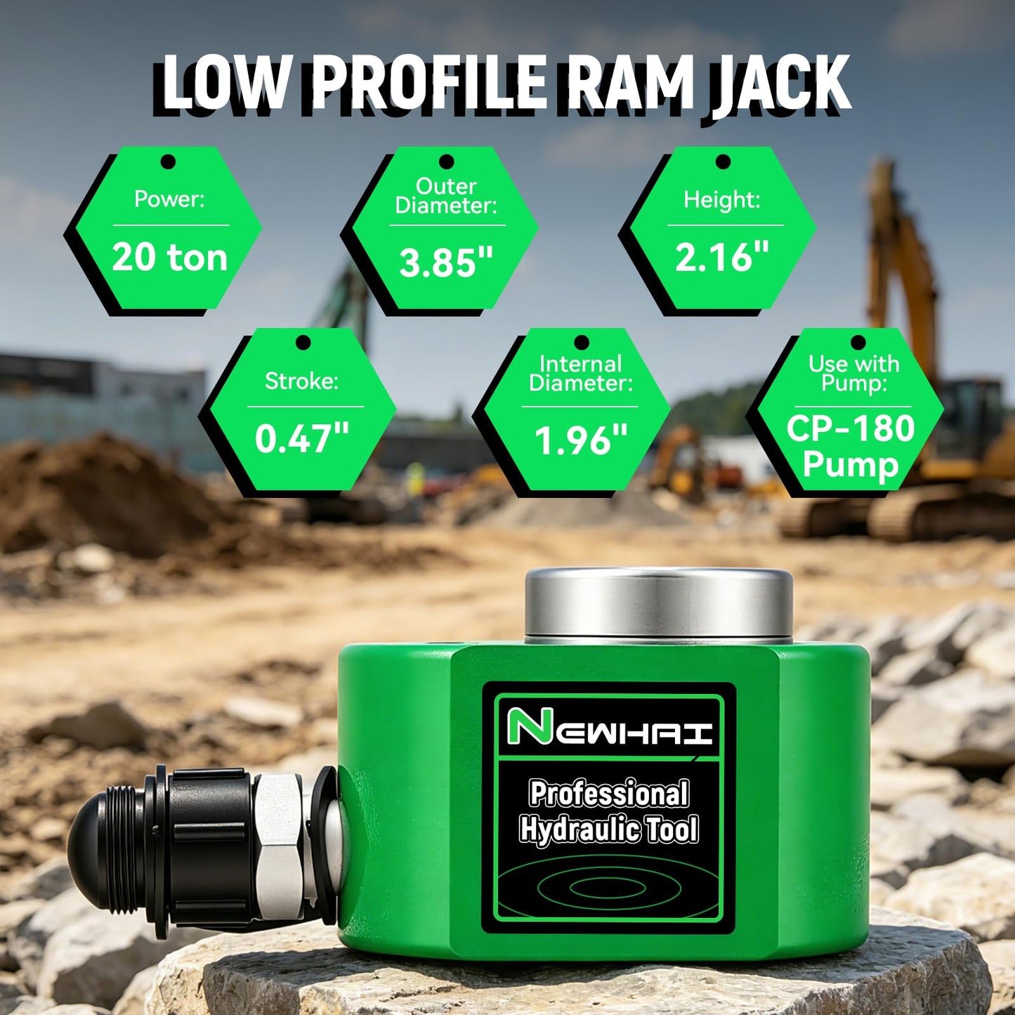 20 Ton Porta Power Ram Kit for Confined Spaces Mini Hydraulic Cylinder 0.47" Stroke with CP-180 Hand Pump Portable Hydraulic Jack for Precise Lifting in Tight Gaps Equipment Repair