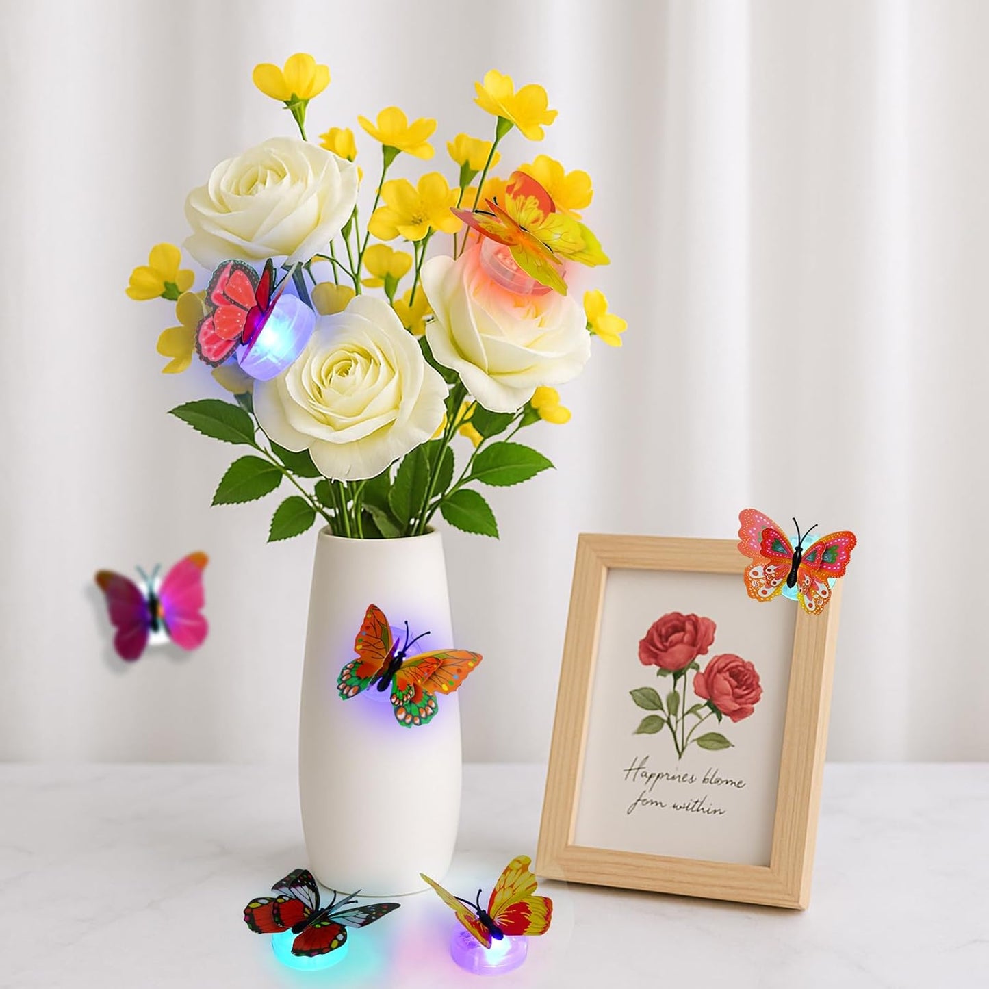 Skiennix 3D Butterfly Wall Decor - Glowing Lights & Stickers for Bedroom, Party, and Birthday (24 Pcs)