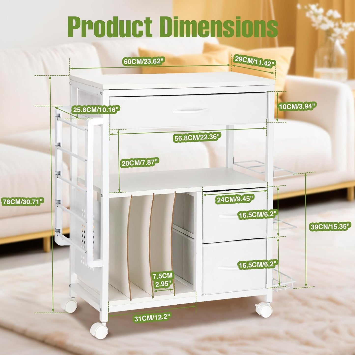 Vikua Gift Wrapping Cart - 3-Tier Portable Station with Ribbon & Bag Storage | Perfect for Christmas