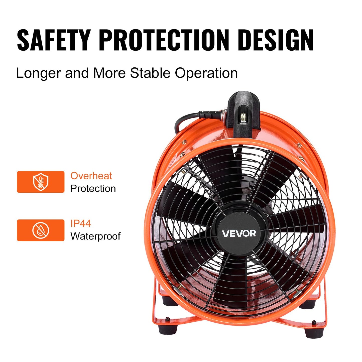 VEVOR Portable Ventilator with Hose, 2 Speed, 10 Inch Utility Blower Exhaust Fan with 33ft Flexible Duct, 292W 1948CFM High Velocity Industrial Air Mover for Extraction and Ventilation