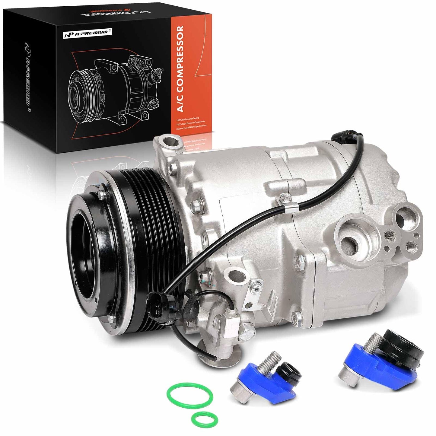 A-Premium Air Conditioner AC Compressor with Clutch Compatible with BMW X5 2007-2010, X3 2008-2010, X6 2008-2010, L6 3.0L, Without Adaptive Drive, 6 Grooves, CSE717 Compressor