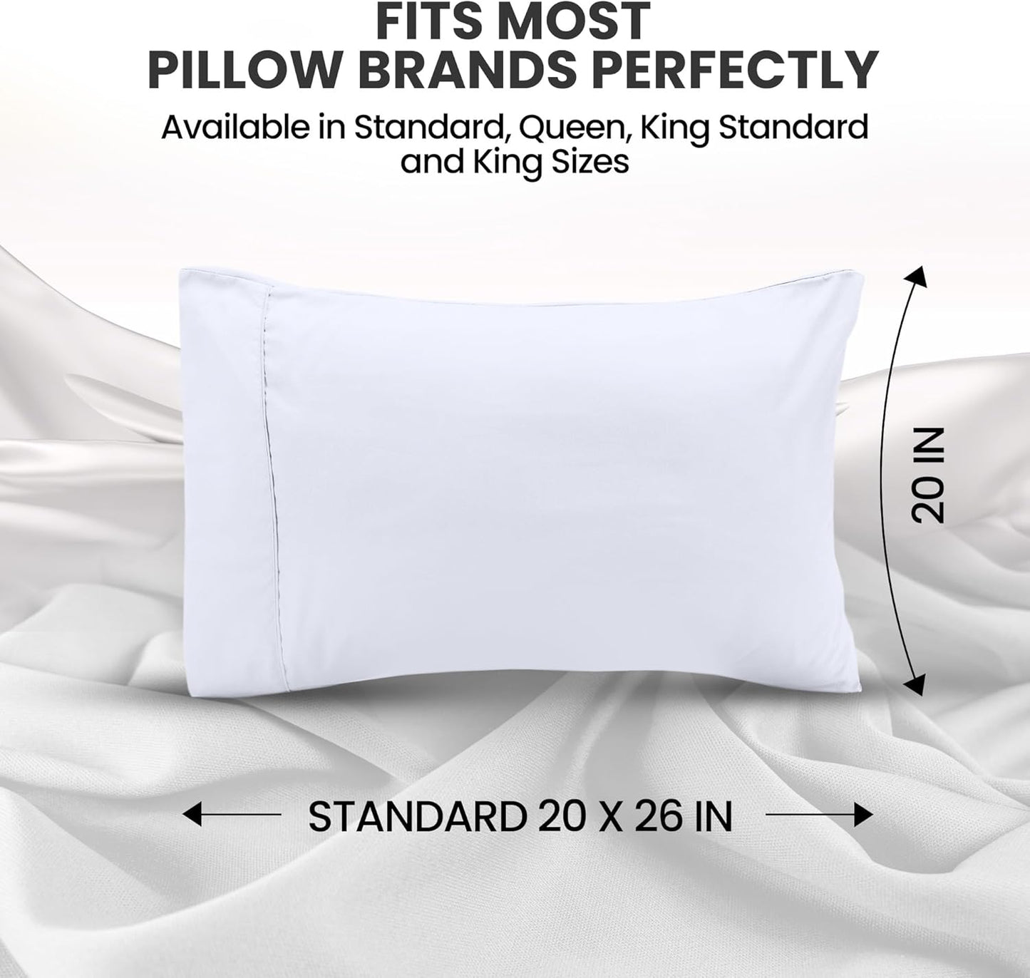 Utopia Bedding Standard Pillow Cases - Soft Brushed Microfiber - 2 Pack, White | 20 x 26 Inches