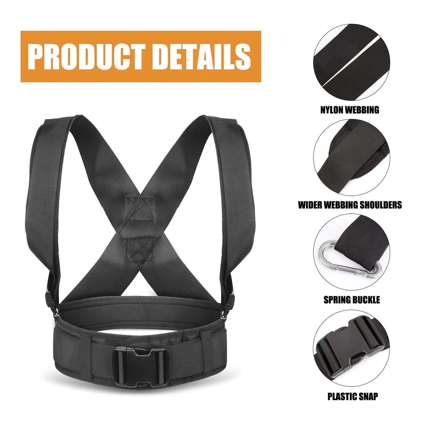 YNXing Sled Pulling Harness, Tire Pulling Harness with Pull Strap for Resistance Training, Adjustable Padded Shoulder Strap (13.1FT)