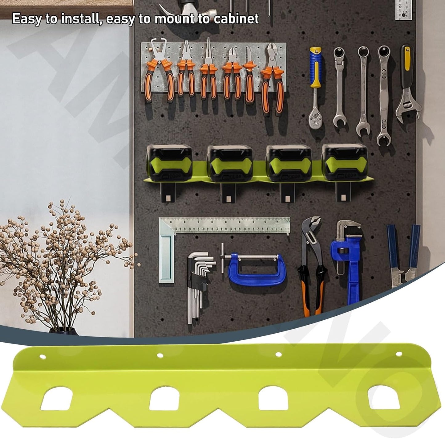 AMTHKNO 2 4 18V Pcs Upgrade Aluminum Alloy Battery Holder Slot Mounting Organizer Compatible with RYOBI NiCAD NiMH