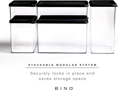 BINO Airtight Food Storage Containers - 3.6 Qt Black Kitchen Organizers for Pantry & Food Preservation