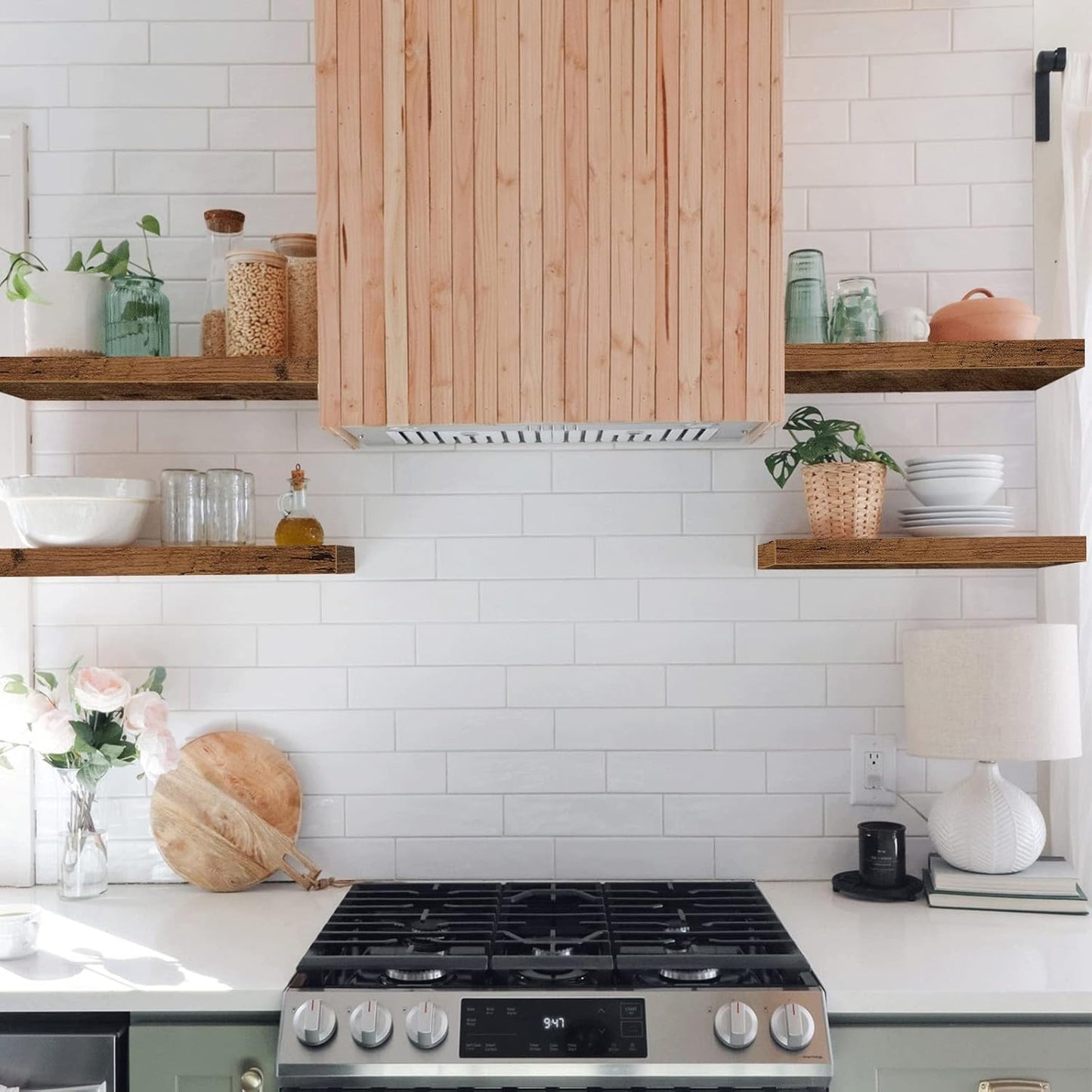 QEEIG Floating Bathroom Shelves - Rustic Brown Wall-Mounted Shelf Set of 2 | 15.7" x 6.7" for Home Decor