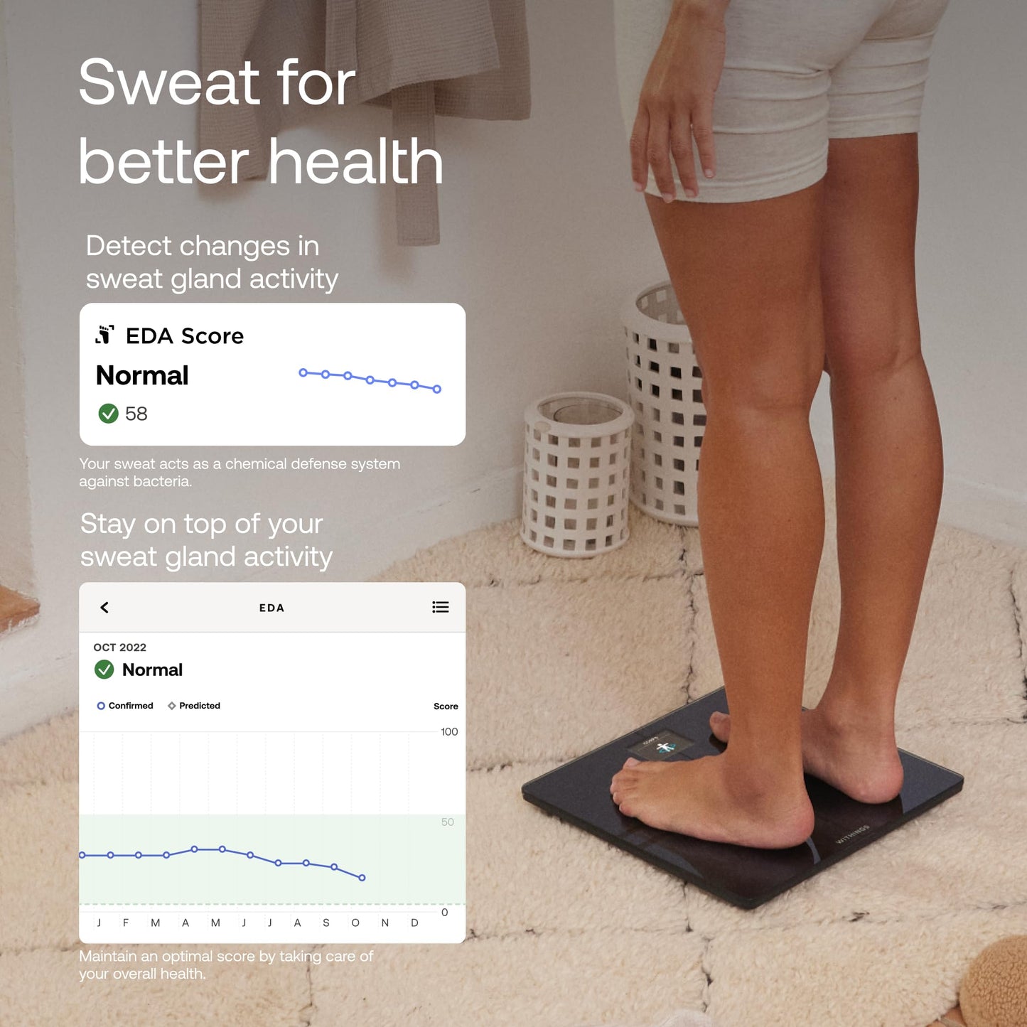 WITHINGS Body Comp - Scale for Body Weight and Complete Body Analysis, Wi-Fi & Bluetooth, Baby Digital Scale, Accurate Visceral Fat, Heart Health, Scales Compatible with Apple