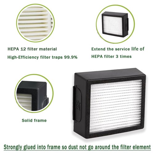 E-HAO 6 Pack Vacuum Filters Replacement Parts Only for iRobot Roomba Combo j7+, Combo j9+ and Max 10 Model