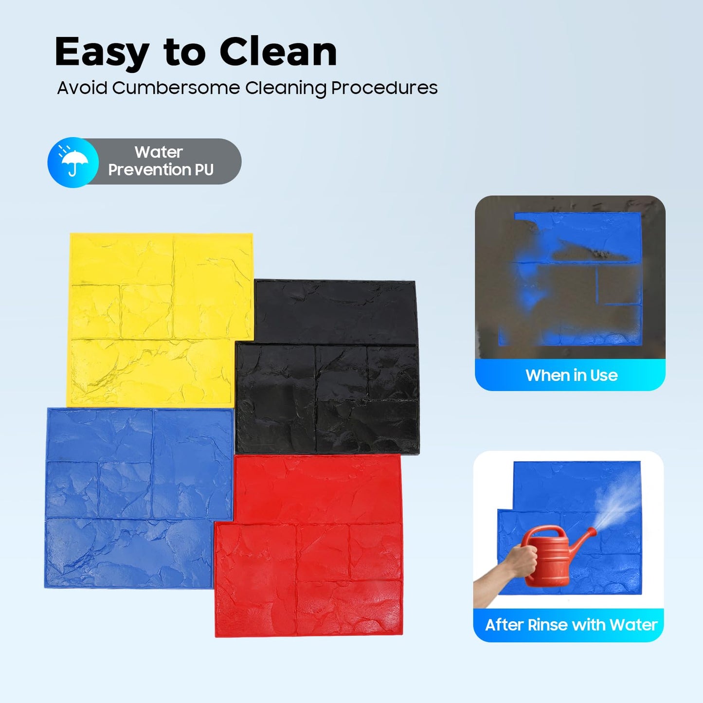 4 PCS Concrete Stamps, 24x24in Concrete Texturing Skin Mats Set with Practical Handles for Courtyard Paths, Driveways, Swimming Pool Platforms