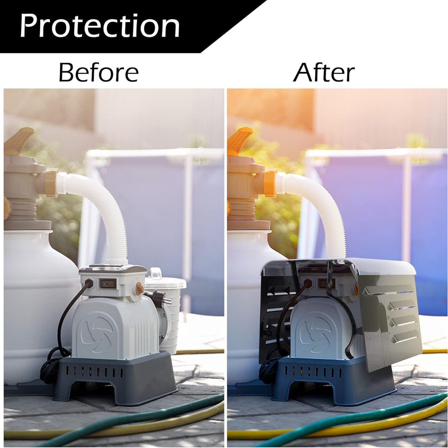 RunNico Pool Pump Covers - Adjustable ABS Protection for Above Ground Units | 2 Pack