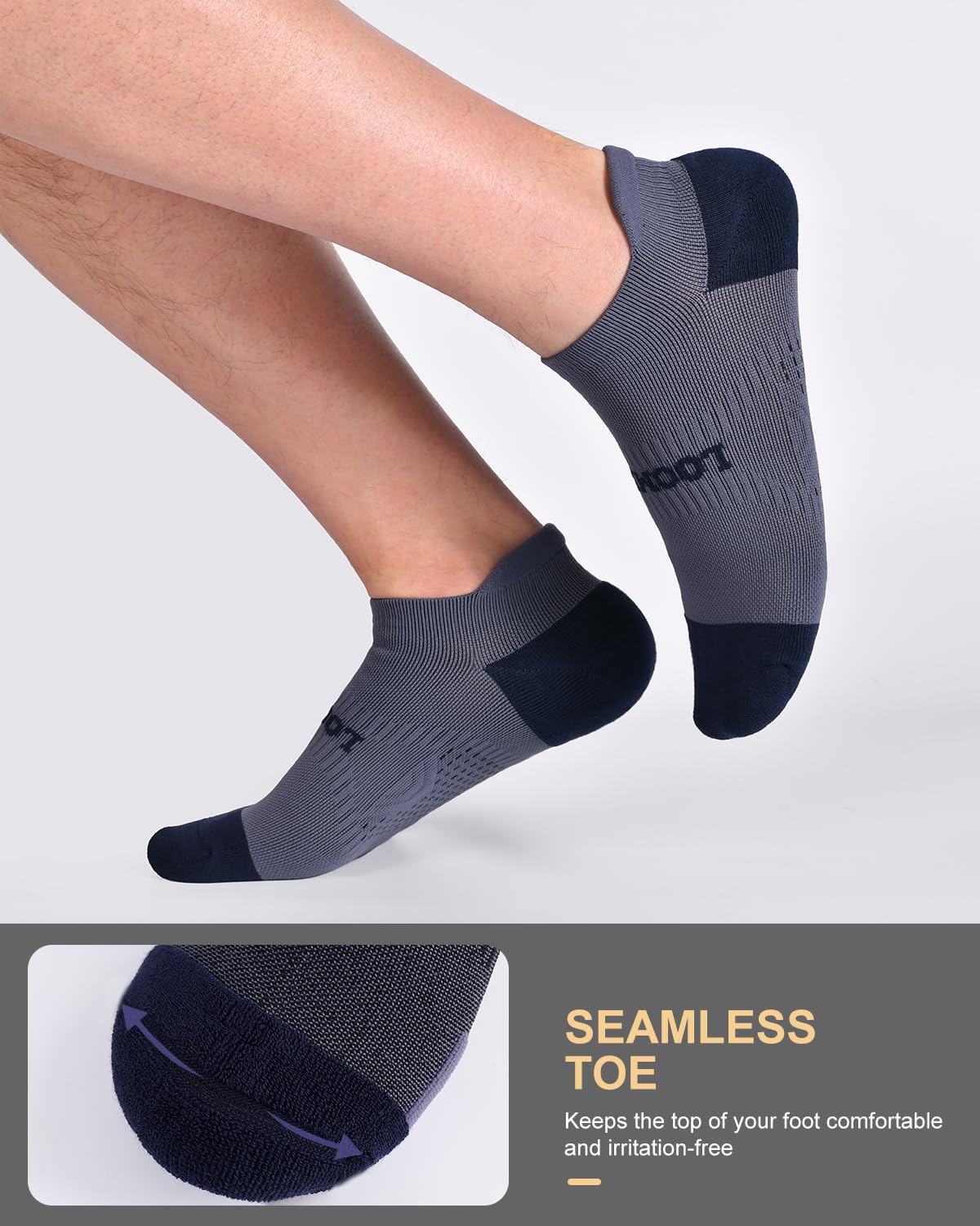LOOMPOP 5 Pairs Compression Ankle Socks for Women & Men, Athletic Socks with Arch Support, Light Cushion, Moisture-Wicking (Large-Color Mix 1)