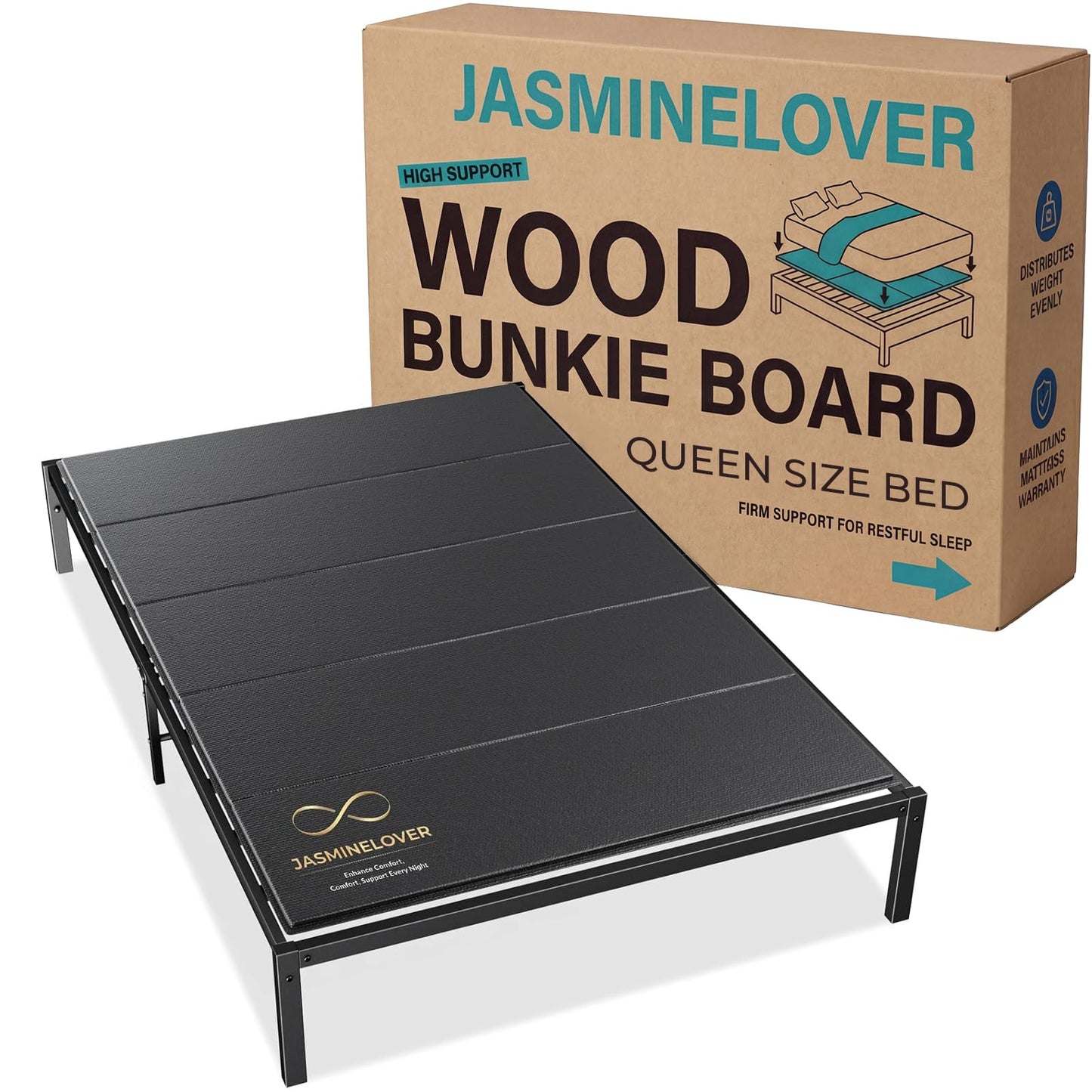 Bunkie Board Queen Size - Heavy Duty Reinforced Wood Bed Boards for Under Mattress, Universal Sleeper Sofa Support Board with Anti-Sag Design for Metal Bed Frame, Platform Beds&Pull Out Couches