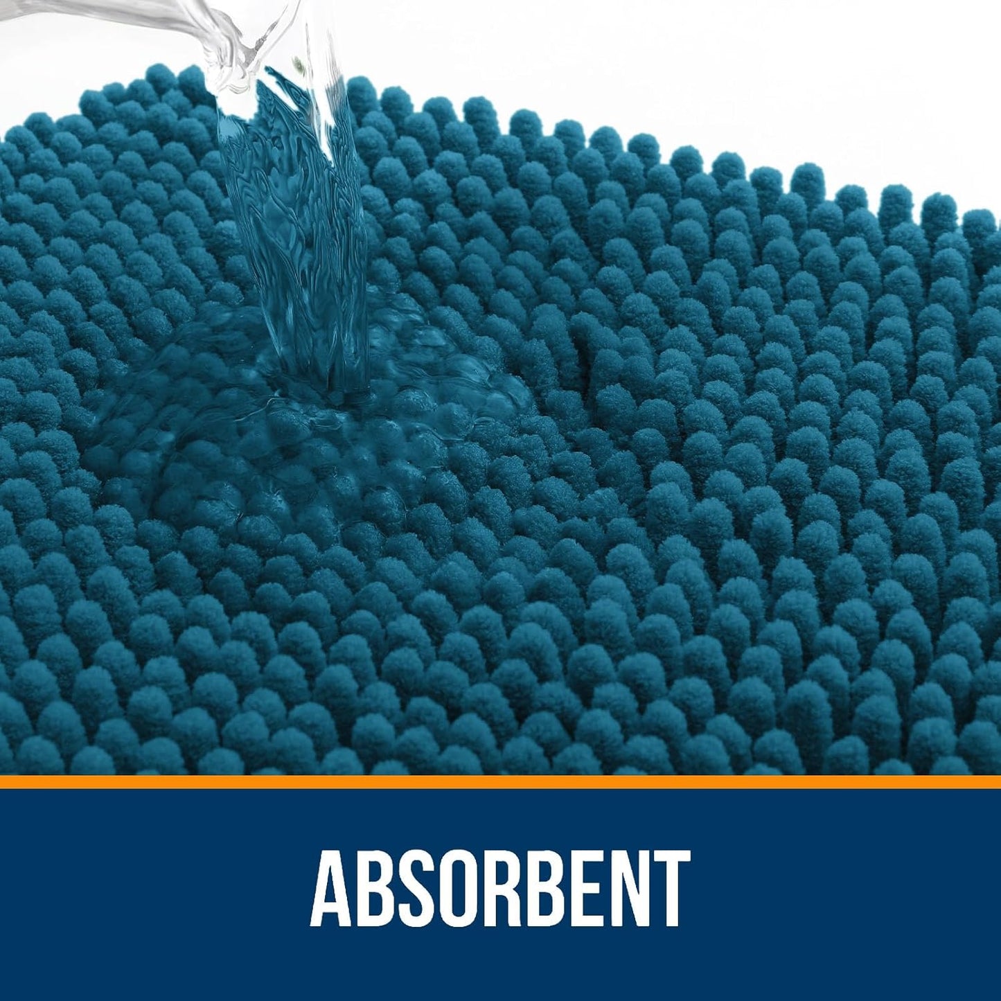 OLANLY Bathroom Runner Rugs - Soft Absorbent Chenille Bath Mats | Quick Dry, Machine Washable, 47x17 in Peacock Blue