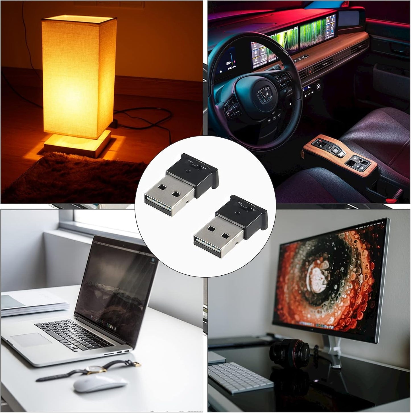 AITIAO 2 Light,8 5V Pcs Mini USB LED Color Adjustable and Brightness Night Light,RGB Car LED Interior Lighting DC Smart