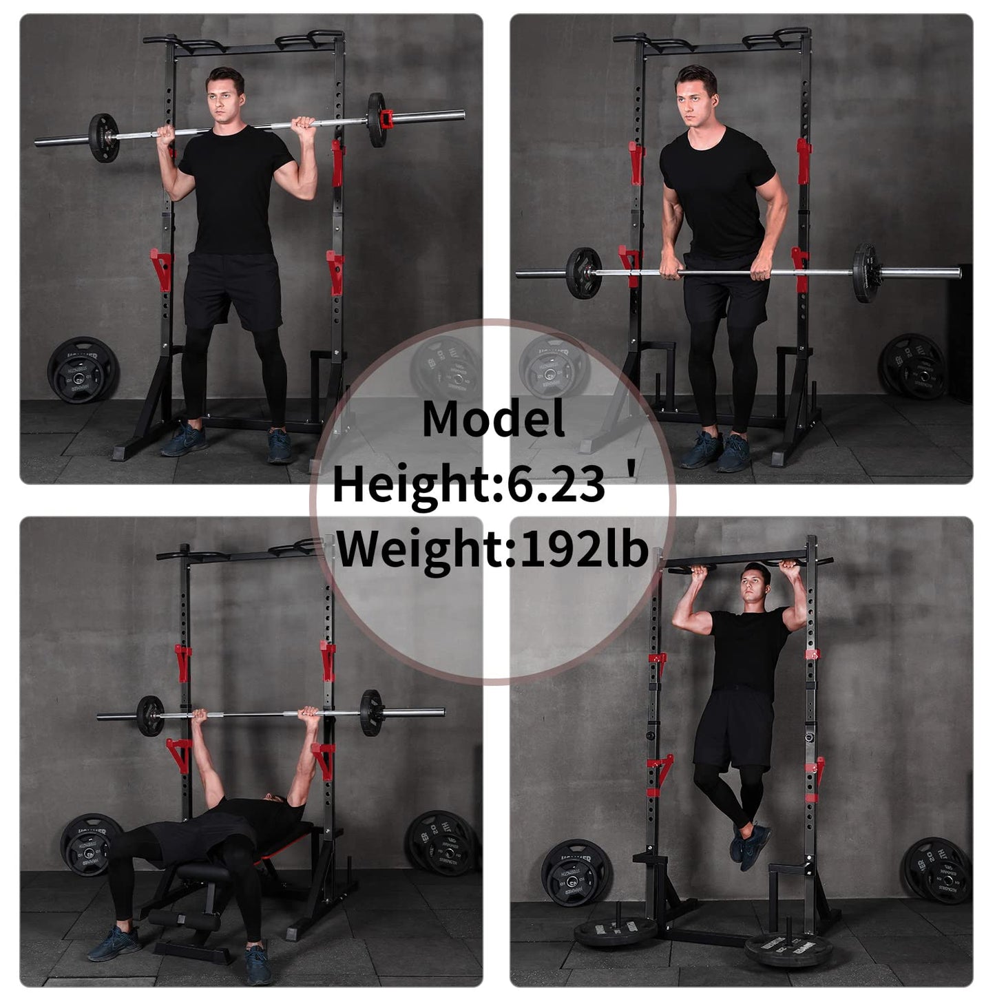 CANPA Multifunction Power Rack with Pull up Bar, Heavy Capacity and Adjustable Squat Stand Rack for Home Gym Equipment, Power Rack Cage (Black)