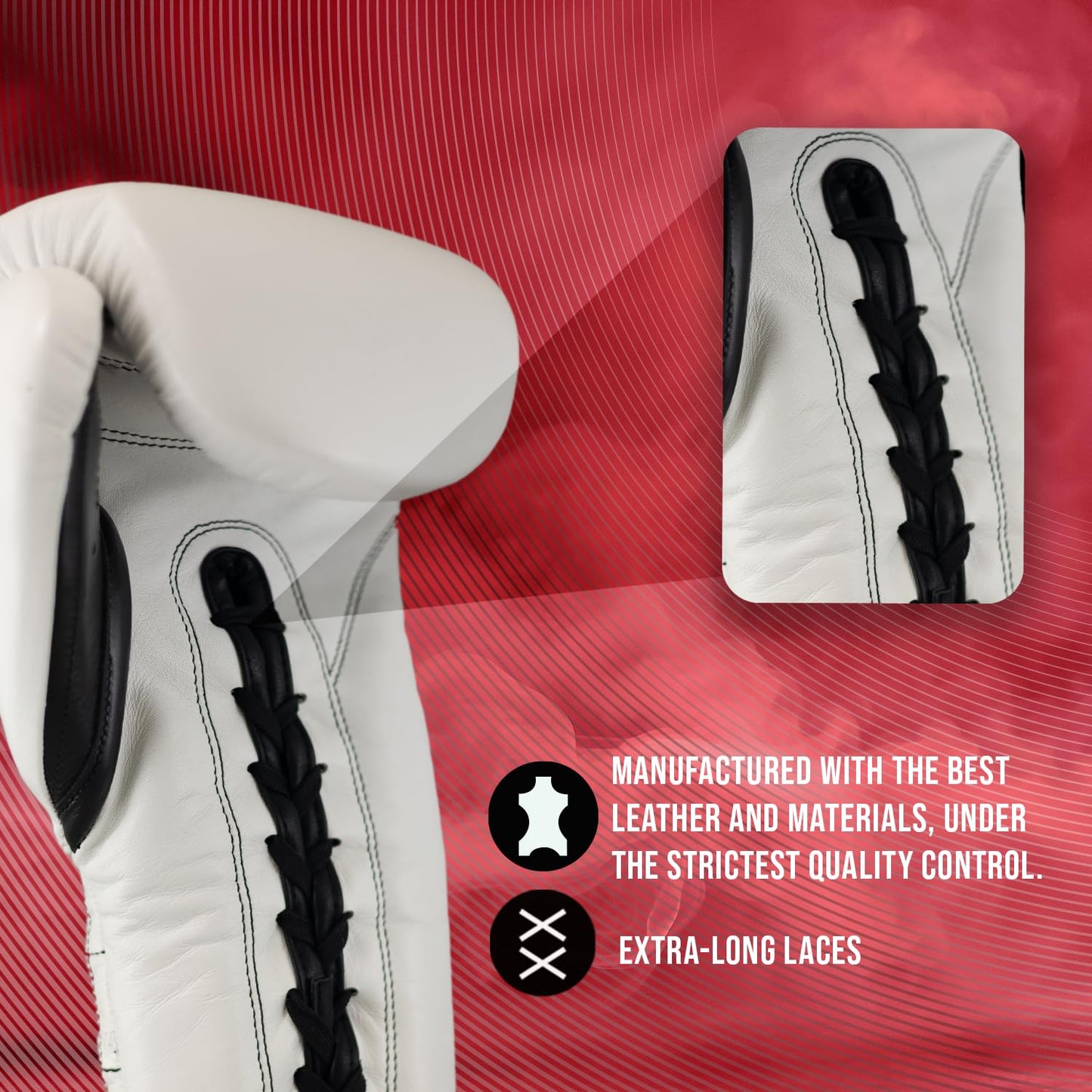 CLETO REYES Traditional Professional-Grade Boxing Gloves with Laces for Training, Sparring and Heavy Punching Bags for Men and Women, MMA, Kickboxing, Muay Thai, 12oz, Black CRE