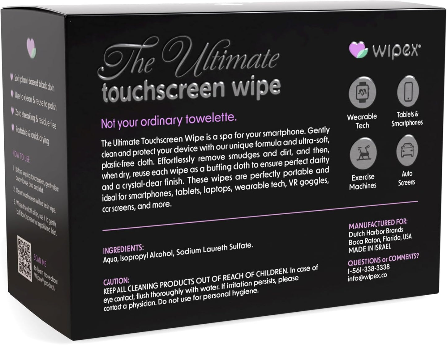 24 (3 Pack) Wipex Touch Screen Wipes for Electronics - Electronic Wipes & Car Screen Cleaner - Individually Wrapped