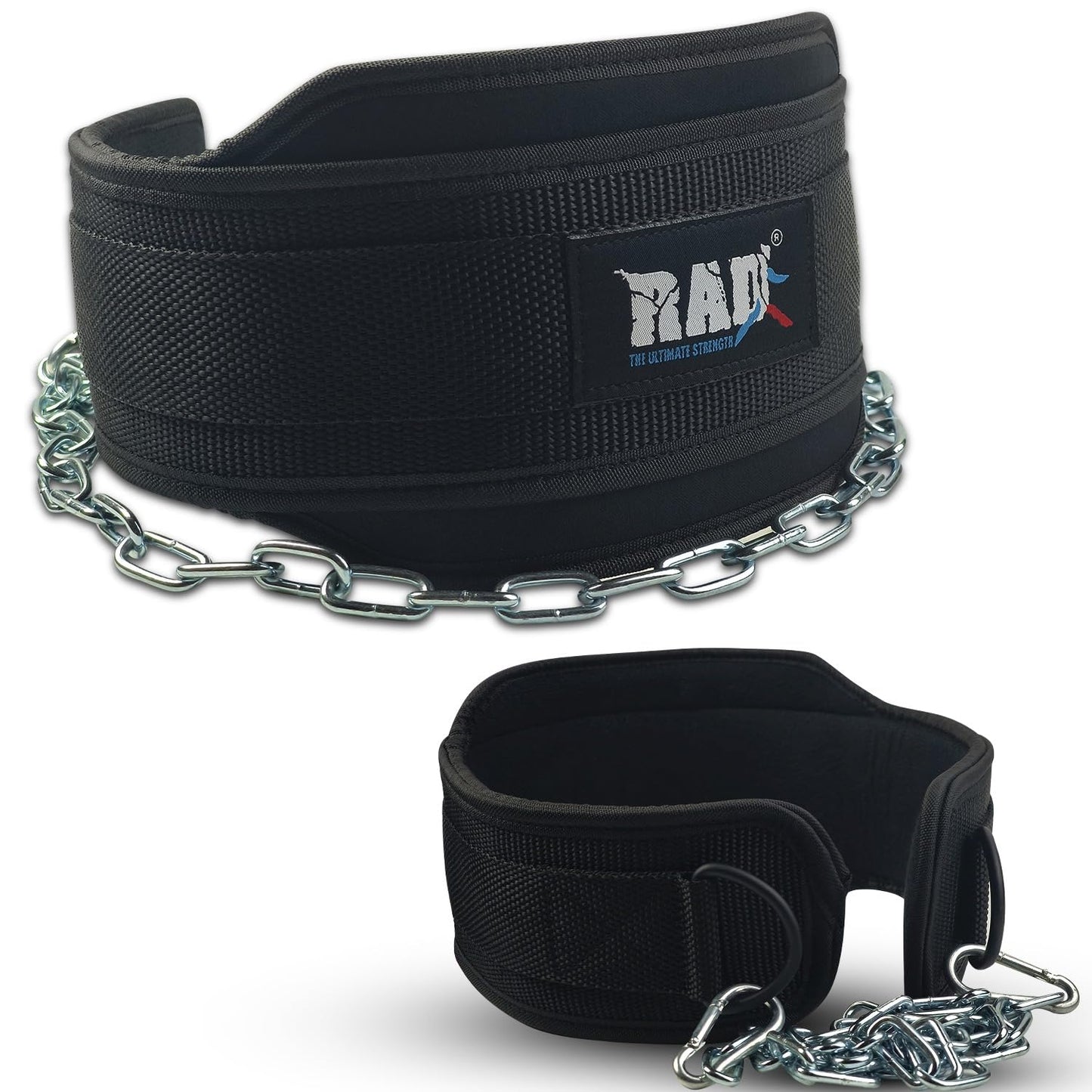 RAD Weighted Dip Belt for Men Comfortable Material Neoprene & Nylon Weight Pullups Squat Belt with Chain Weight Lifting Waist Dipping Belt for Workout