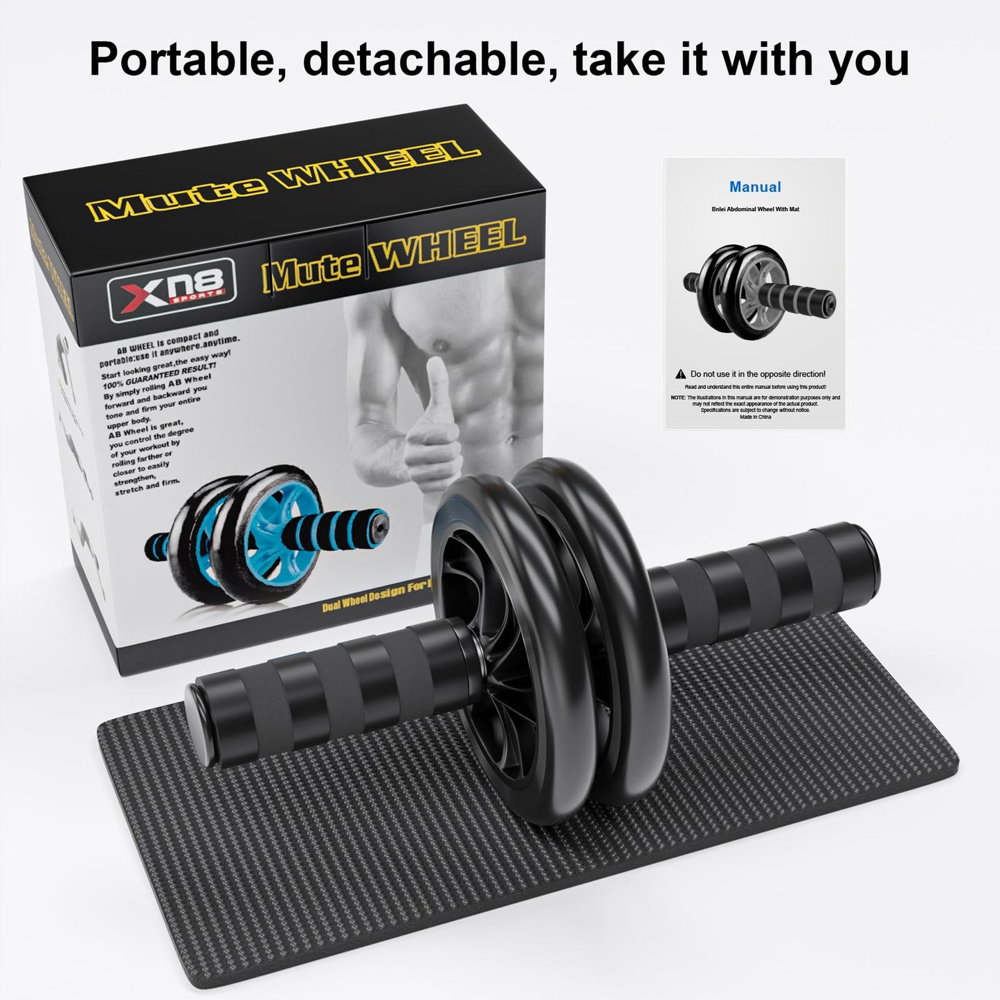 Bnlei Abdominal Wheel, Ab Roller for Abdominal Exercise Machine, Abs Workout Equipment, Core Strengthening Trainer Fitness Belly Training, Entrainement maison equipement. accessories gym stuff
