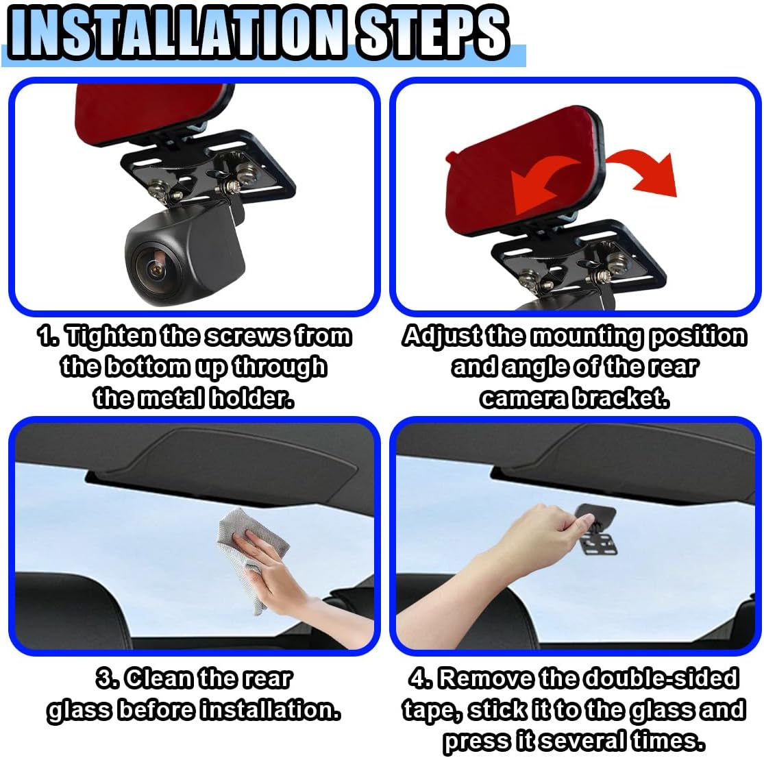 BDZMC (2 Set) Car Rear Camera Holder, Adjustable Vehicle Backup Camera Mount, Strong Adhesive Dash Cam Rear Camera Rear