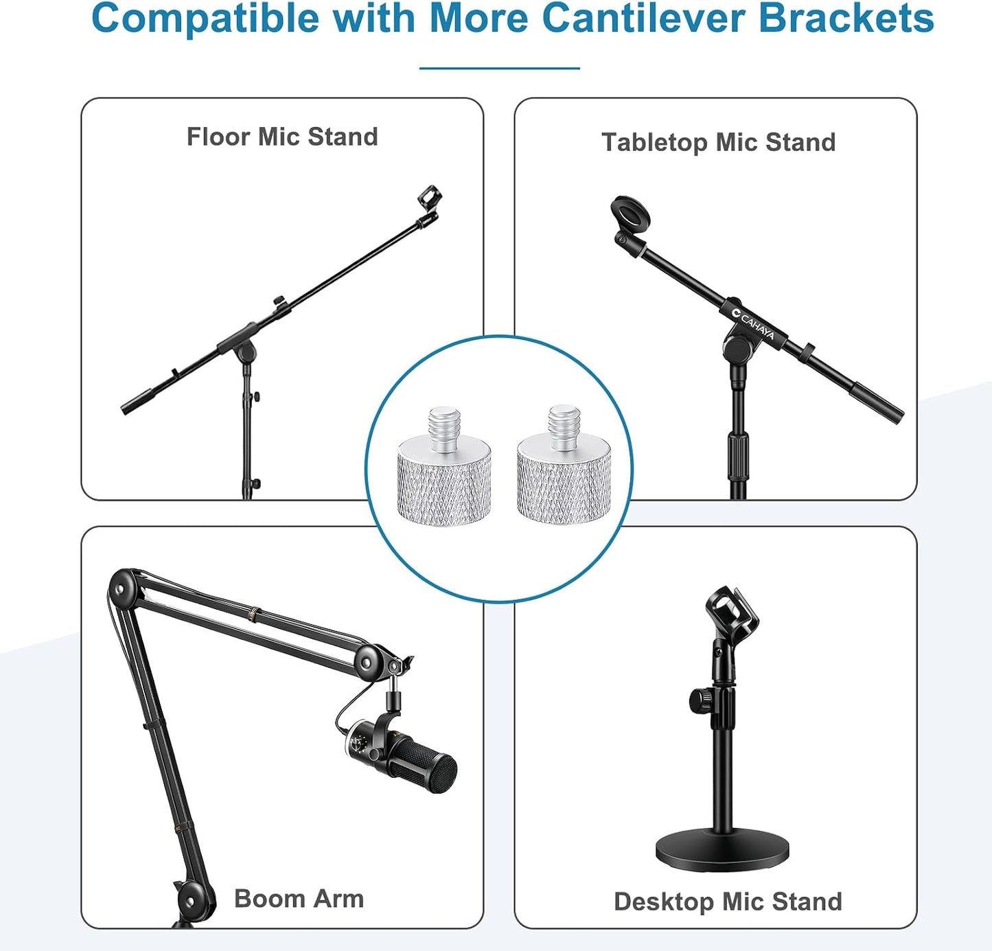 2 Pack 5/8" 1/4" Mic Stand Adapter, Female to Male Screw Thread Adapter for Microphone Stand, Camera Monitor, Tripod