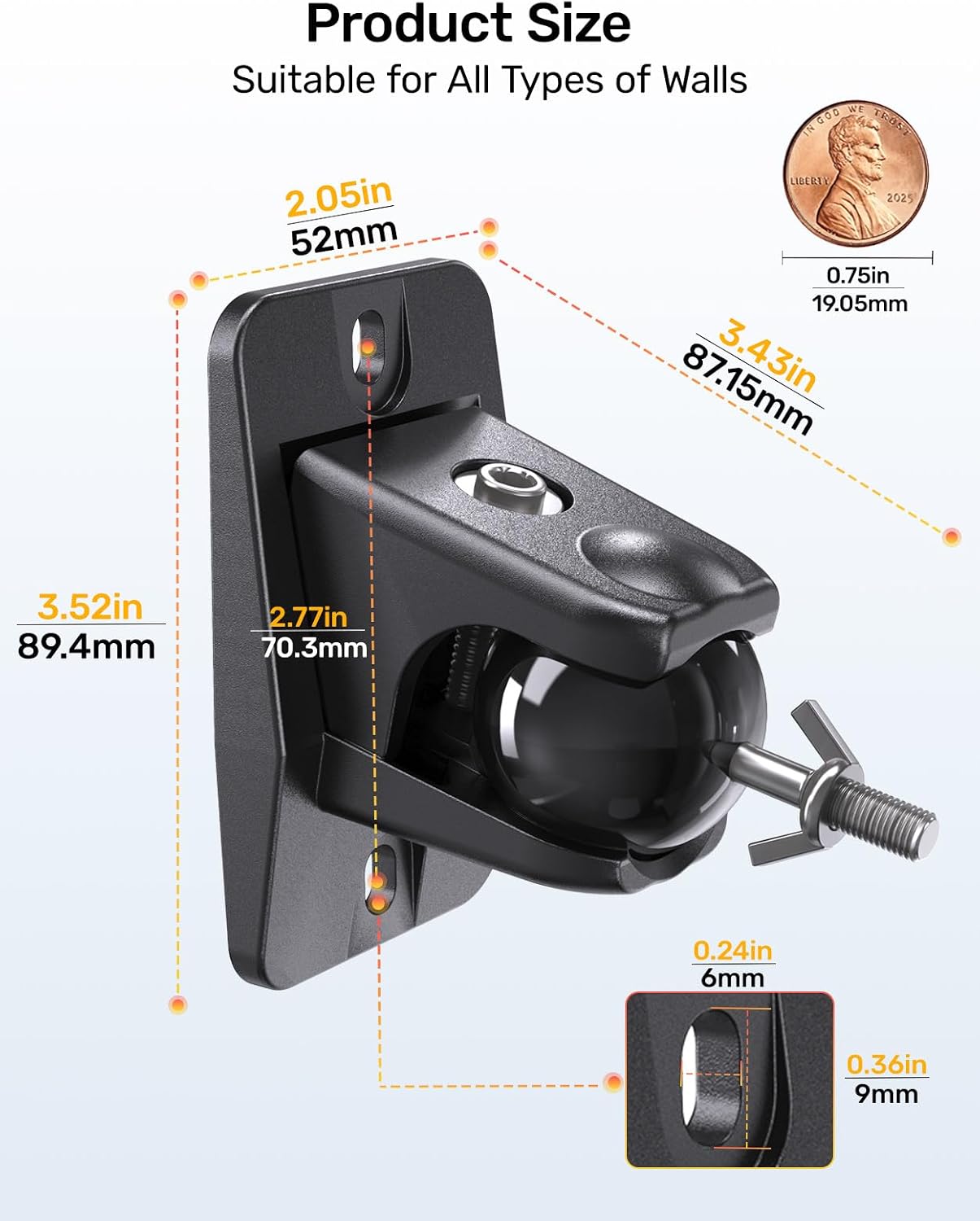 jidinung Keyhole/1/4-20 4&5mm, q990d,JBL,Sony,Roku 360 11lbs Speaker Wall Mount with Threads Universal Satellite Rear
