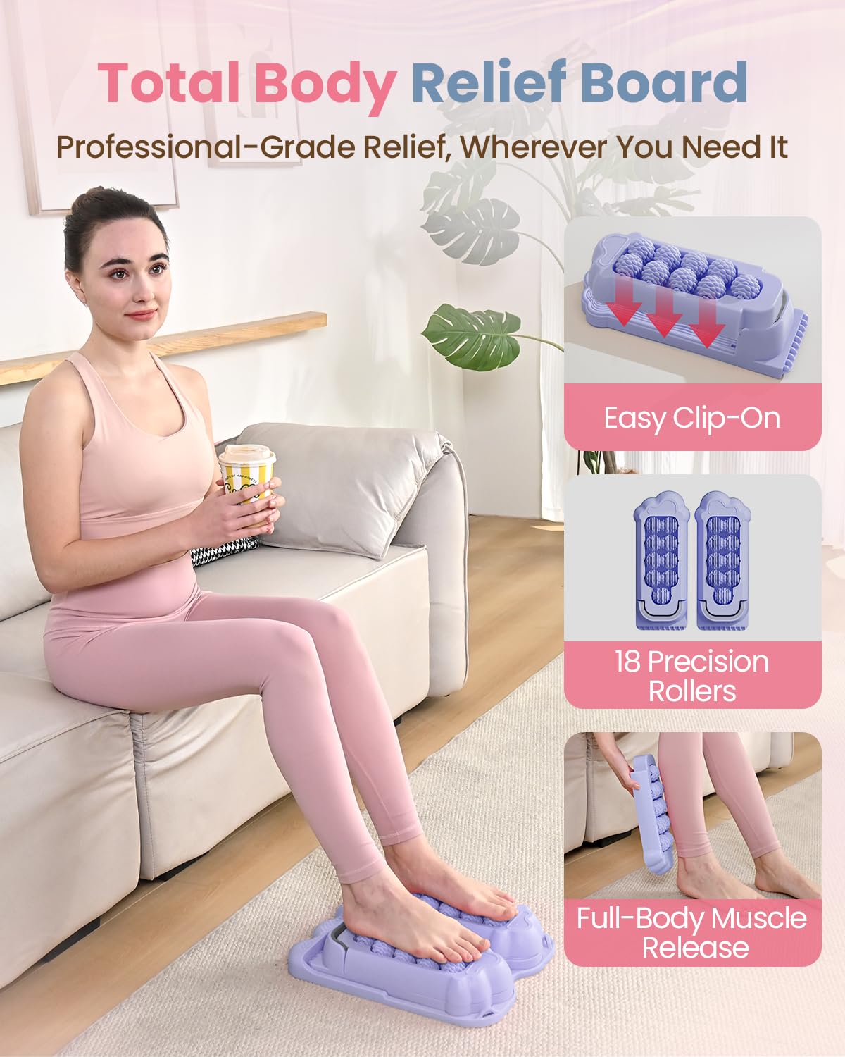 kisnbld Slant Board, 3 in 1 Calf Stretch Board with Foot Massager & Resistance Bands, 12-level Adjustable Incline Calf Stretcher for Relieving Calf Ankle Achilles Pain Balance Exercise Trainer, Purple