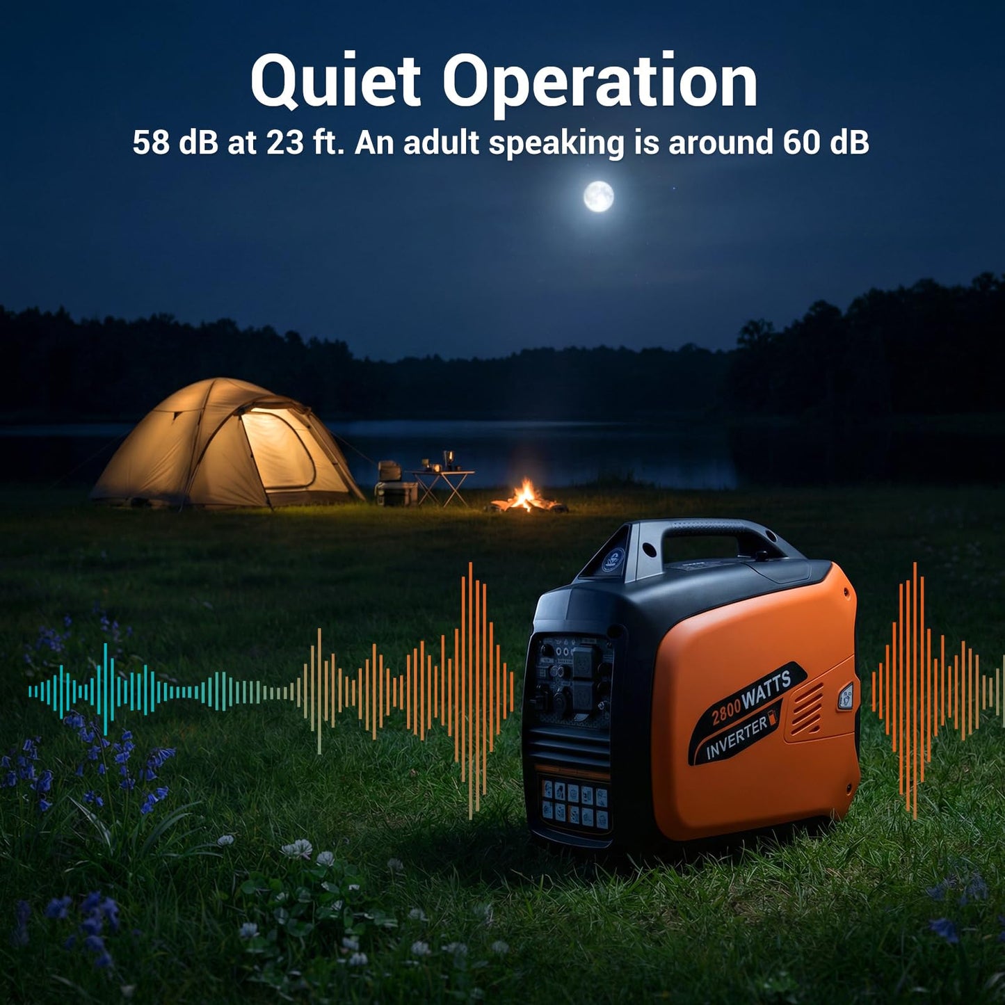 Oxseryn 2800-Watts Portable Inverter Generator, Gas Generators for Home Use, Camping, Super Quiet Emergency Home Backup, with Fuel Shut Off, 1.1Gal Fuel Tank, 39Lbs, EPA Compliant