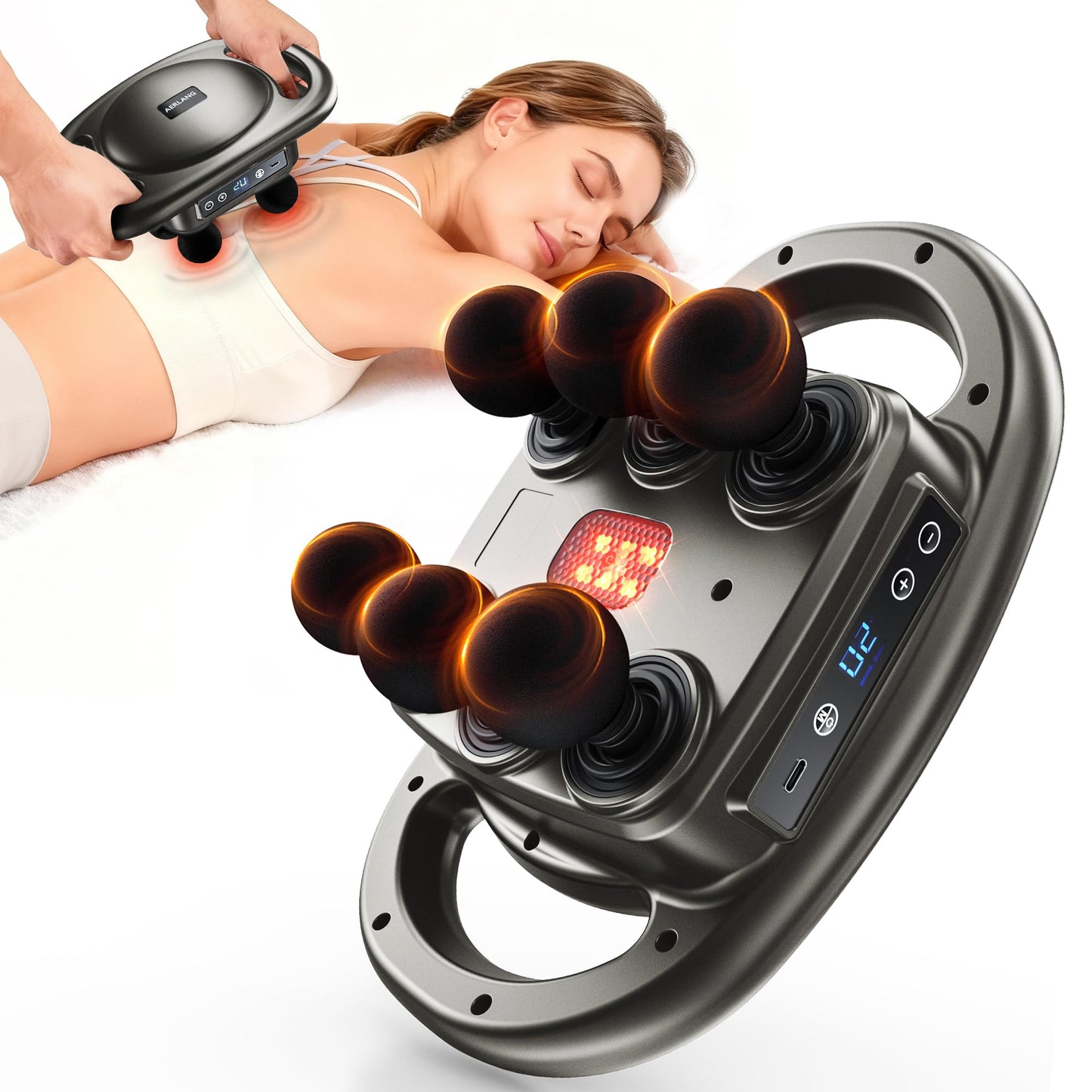 AERLANG Massage Gun Deep Tissue 6 Head Muscle Massager,Back Massager for Pain Relief,Percussion Massage Tool Handheld Messager with 9 Levels & 4 Modes Christmas Gifts White Elephant Gifts for Adults