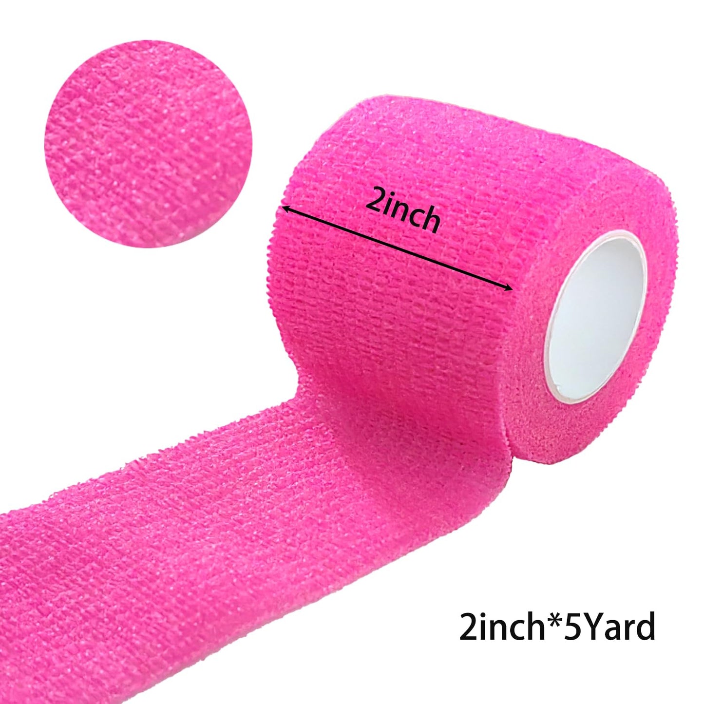 Erewa 6 Pack 2 Inches Self Adhesive Wrap Bandage Self Adherent Cohesive Bandage Tape Stretch Vet Wrap Breathable Athletic Tape for Sports, Wrist, Ankle（Pink）