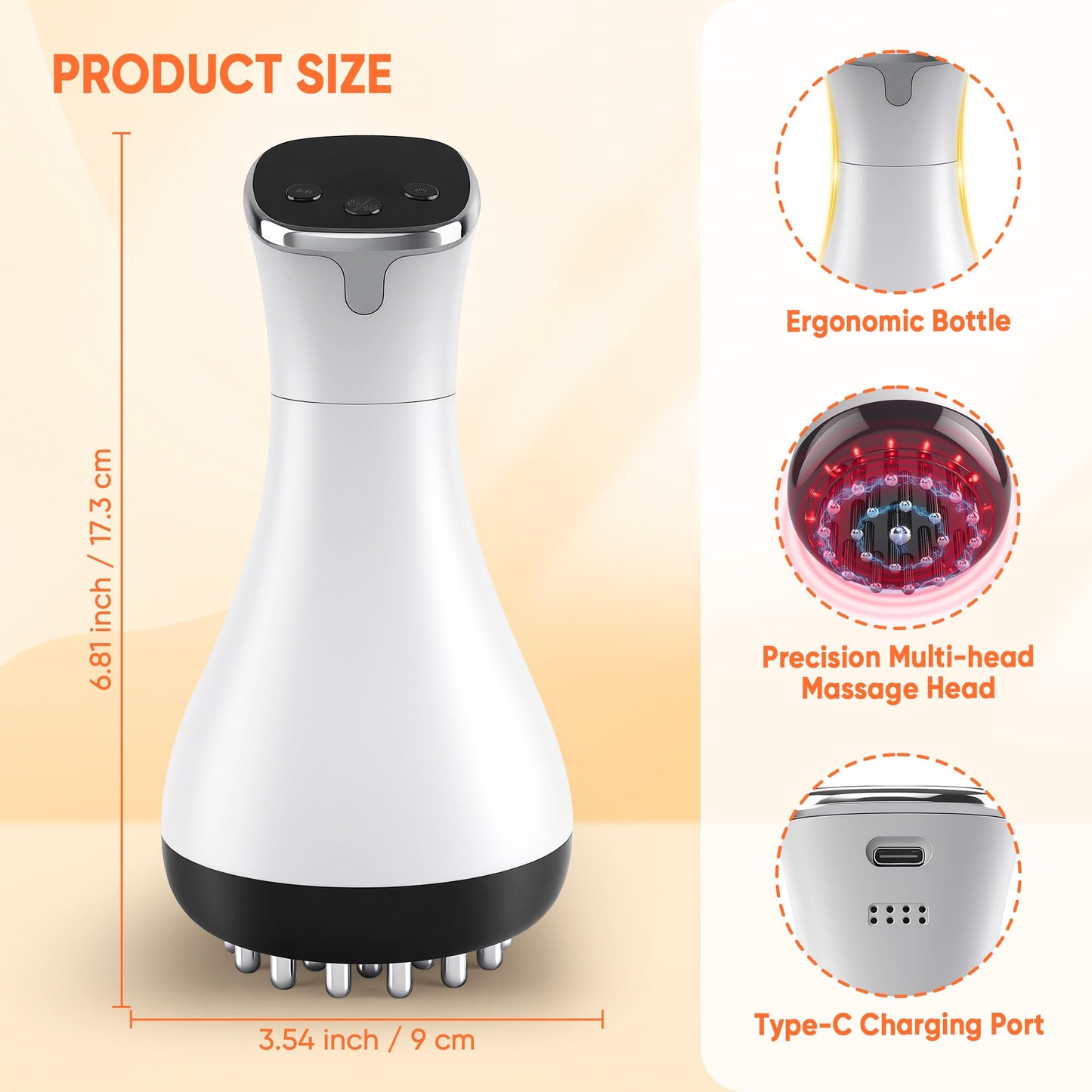Rechargeable Lymphatic Drainage Massager & Cellulite Massage Tool with 3000mAh,Fascia Blaster for Reduce Stretch Marks for Legs, Arms & Belly,Body Sculpting Machine with Microcurrent for Office Travel