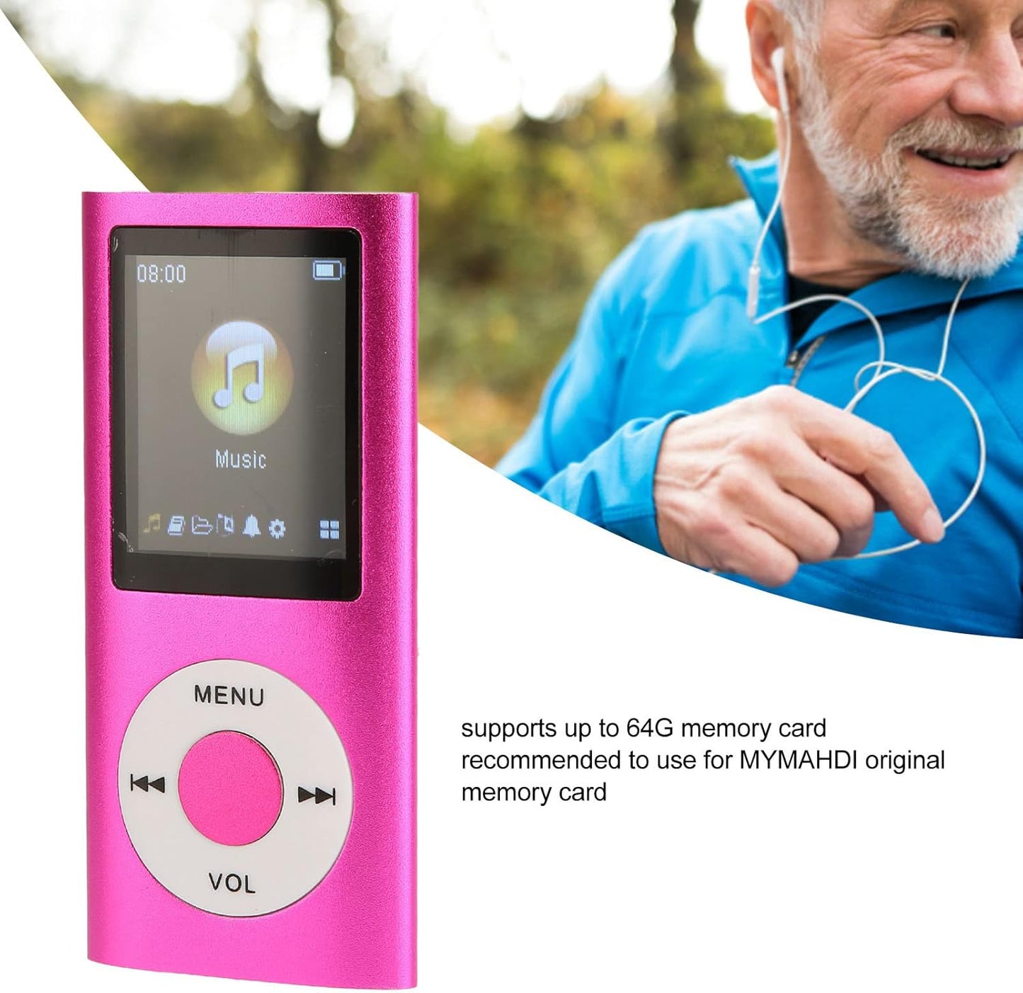 Zunate MP4 MP3 1.8 Inch MP3 MP4 Player, Player with LCD Screen, Portable Digital Lossless Player, Kids Students