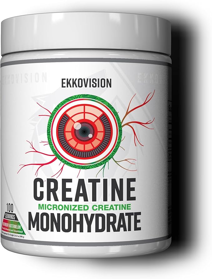 Ekkovision Creatine Monohydrate Powder, Micronized, Raspberry Watermelon, Pre & Post Workout Supplement for Men and Women, Energy Support, Easy to Mix in Shakes, Smoothies & Beverages, 100 Servings