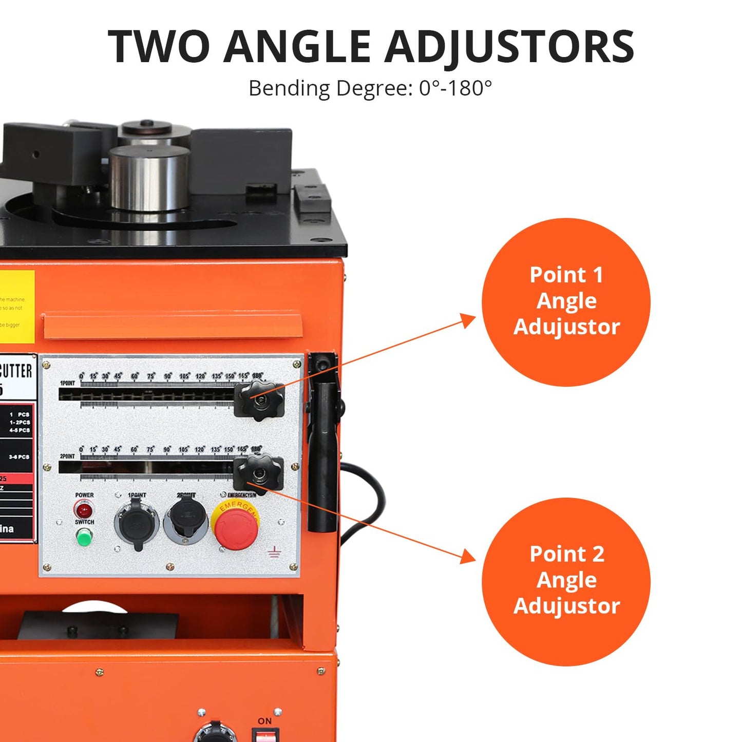 1600W Electric Rebar Bender ＆ Cutter 2-in-1, 6-7 Seconds Fast Bending Machine, 0-180° Accurate Portable Rebar Bender for 1/4 inch to 1 inch Steel Bar