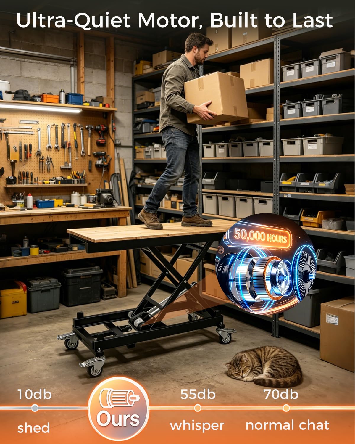 Electric Scissor Lift Table 440LBS Capacity with 4 Wheels, 7.1-26 in Adjustable Height Lifting Platform with Wired/Wireless Remote, for DIY Working Platform, Desk, Material Handling