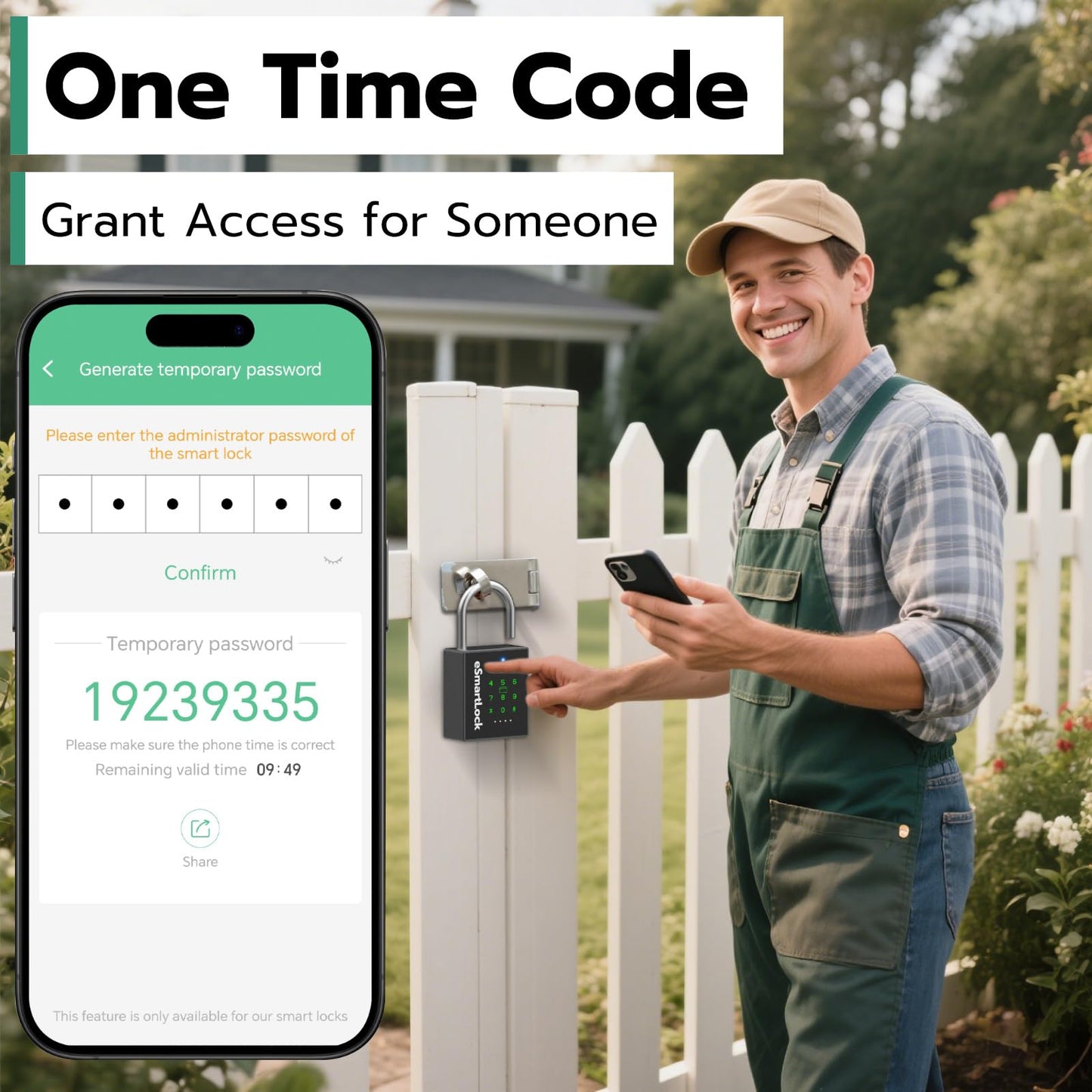 Dhiedas New Smart Padlock with Key, Heavy Duty Combination Padlock, RFID Pad Lock with Codes Bluetooth APP Access, Outdoor Waterproof Electronic Key Lock for Gate Fence Shed Locker Garage Garden