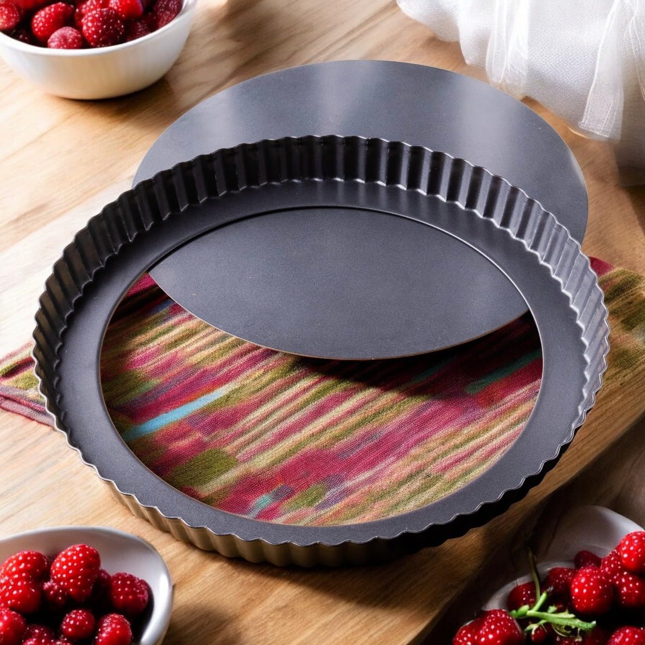 FIDZ PAN Tart Pan 10 Inch Removable Bottom- Carbon Steel Quiche Pan, Rust & Temperature Resistant Quiche Baking dish 550-600 °F- Non-Stick, Sturdy & Dishwasher Safe- Perfect for Baking Tarts (10 Inch)