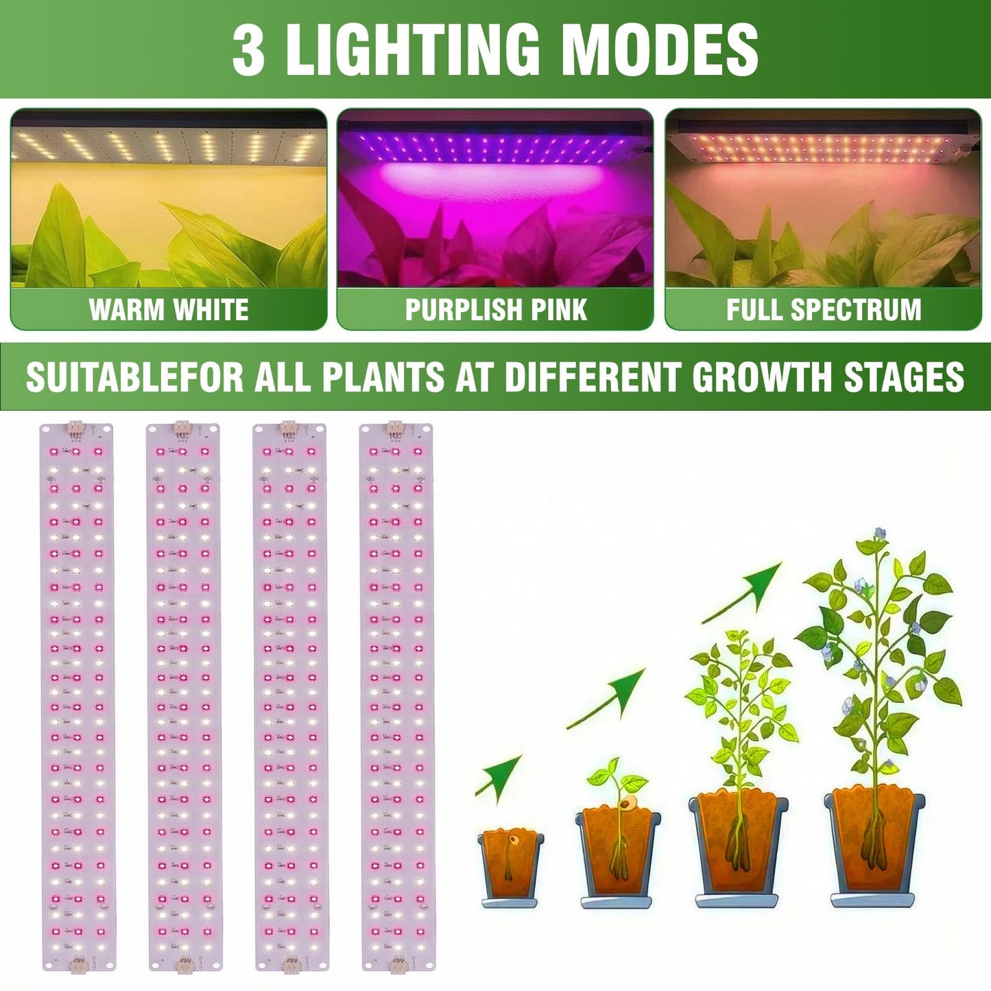 Indoor Greenhouse with Grow Light - 5 Tier DIY Plant Shelf with Cover, 4 Pack 48W Full Spectrum Grow Lights with Timer & 3 Color Mode for Indoor Plants, Seed Starting, Seed Tray 22x11.8x61 Inches