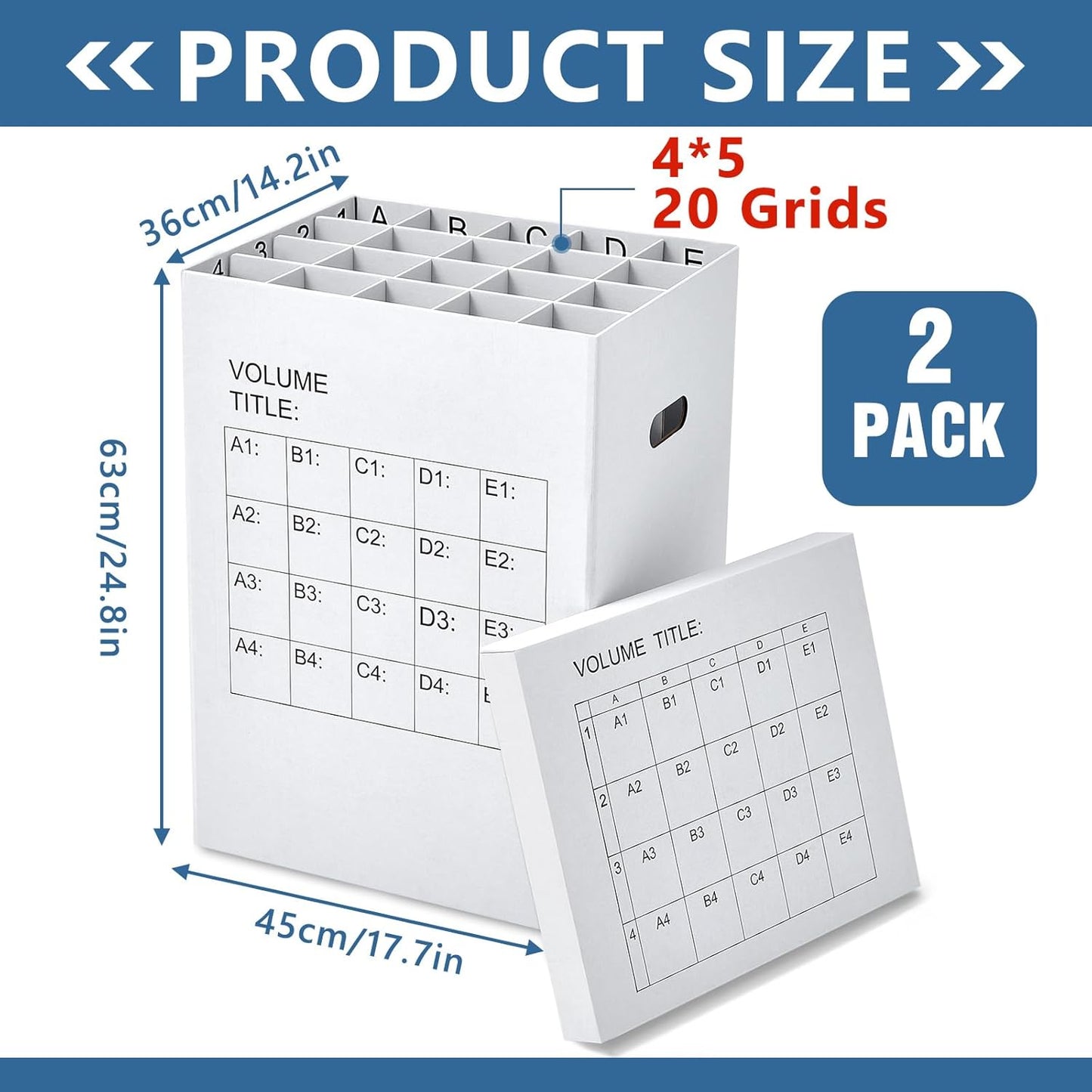 PerKoop Blueprint Holder | 2-Pack Storage Organizer with 40 Slots | 25 x 17.7 x 14.2 Inch for Home & Office