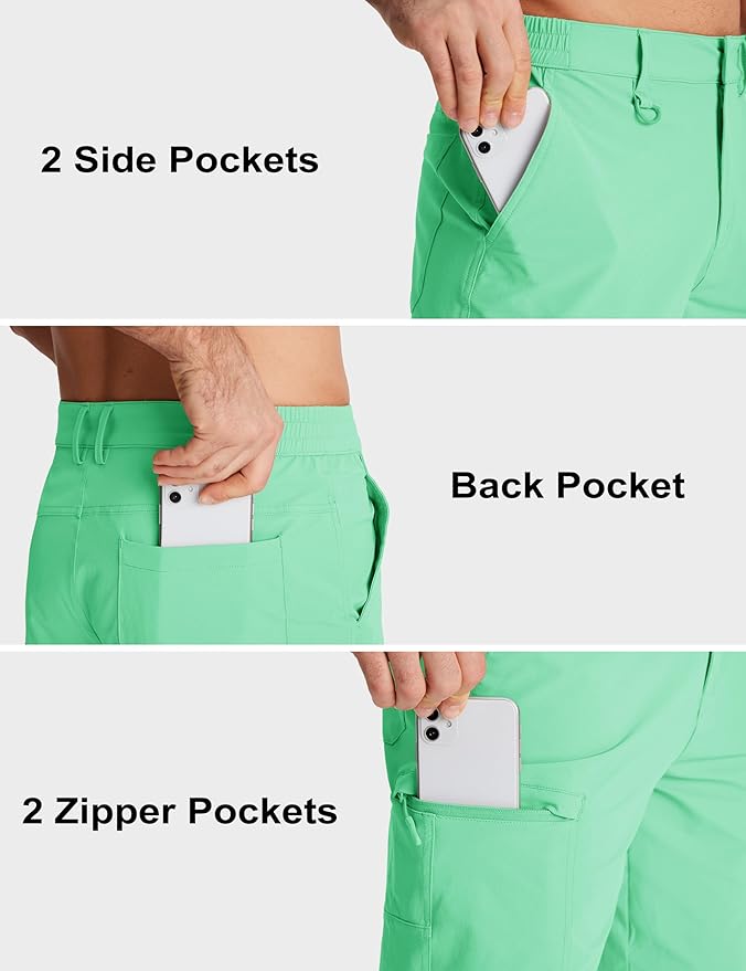MAGCOMSEN Men's Hiking Cargo Shorts Quick Dry Lightweight 9" Golf Shorts Summer Casual Work Outdoor with 5 Zipper Pockets