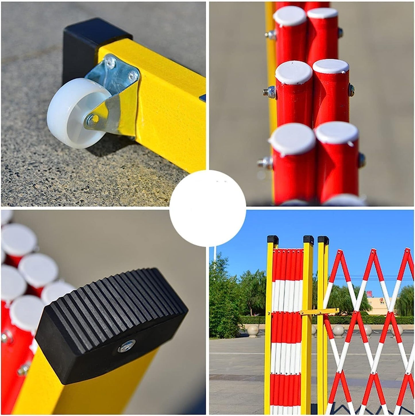 YGwnjqr Barrier, Traffic Barrier, Portable Pedestrian Barrier Base with 2 Wheels for Schools Construction Sites Outdoor Expandable Metal Barricade,Yellow,1.2 * 2.5M,Yellow-1.2 * 4M