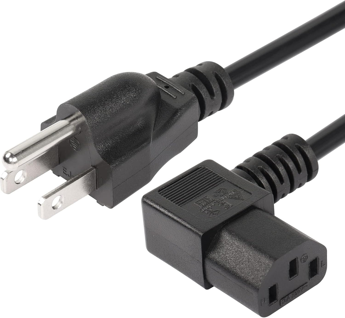 CERRXIAN 4.92FT 18AWG 3 5-15P 90 320 C13 10A/125V, Left Angle Prong Computer Power Cord, NEMA to Degree IEC Monitor TV