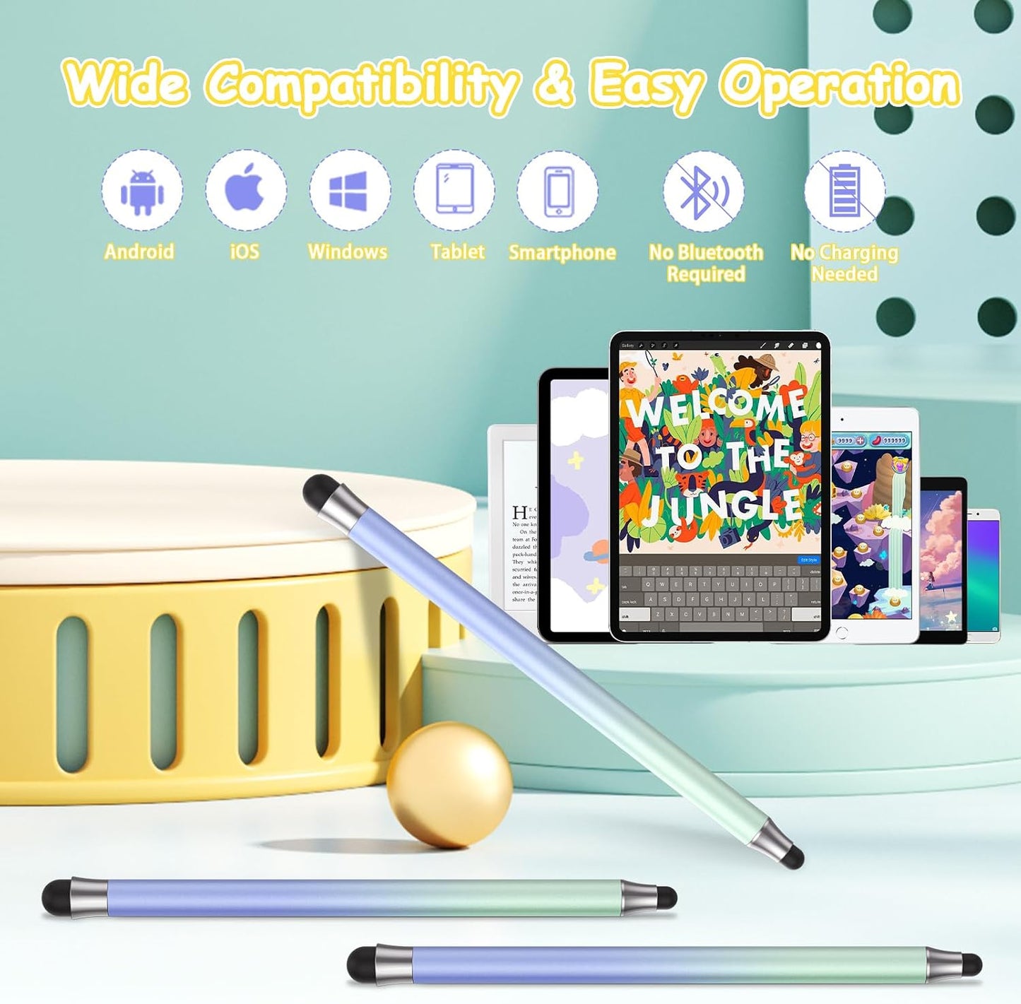 maylofi 3pcs, 2 1 blue-3pcs) Stylus Pens for Touch Screens in Stylus Pen Compatible with All Touch Screens (Gradient